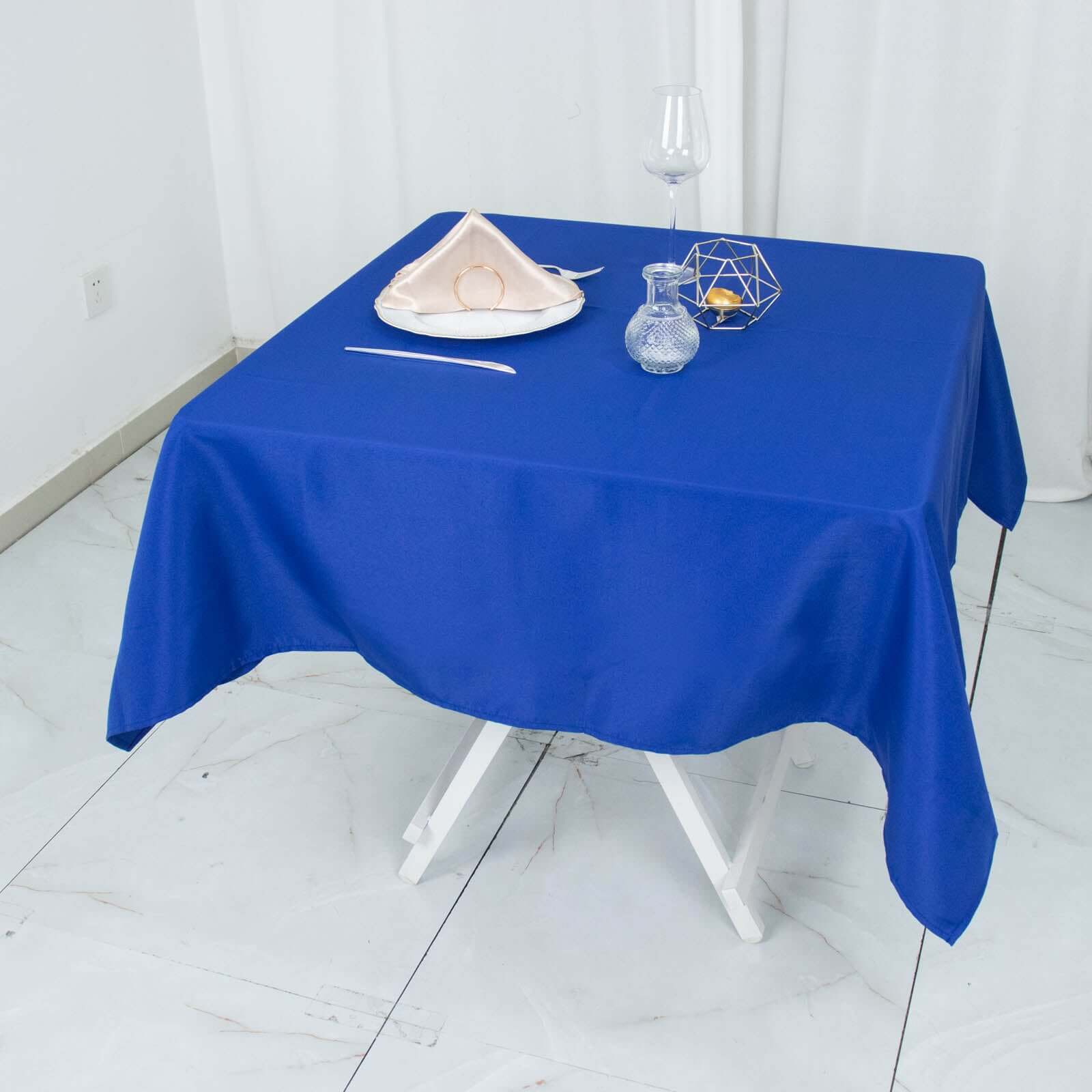 Premium Polyester 54"x54" Square Tablecloth Royal Blue - Stain and Wrinkle-Resistant 220GSM Table Cover
