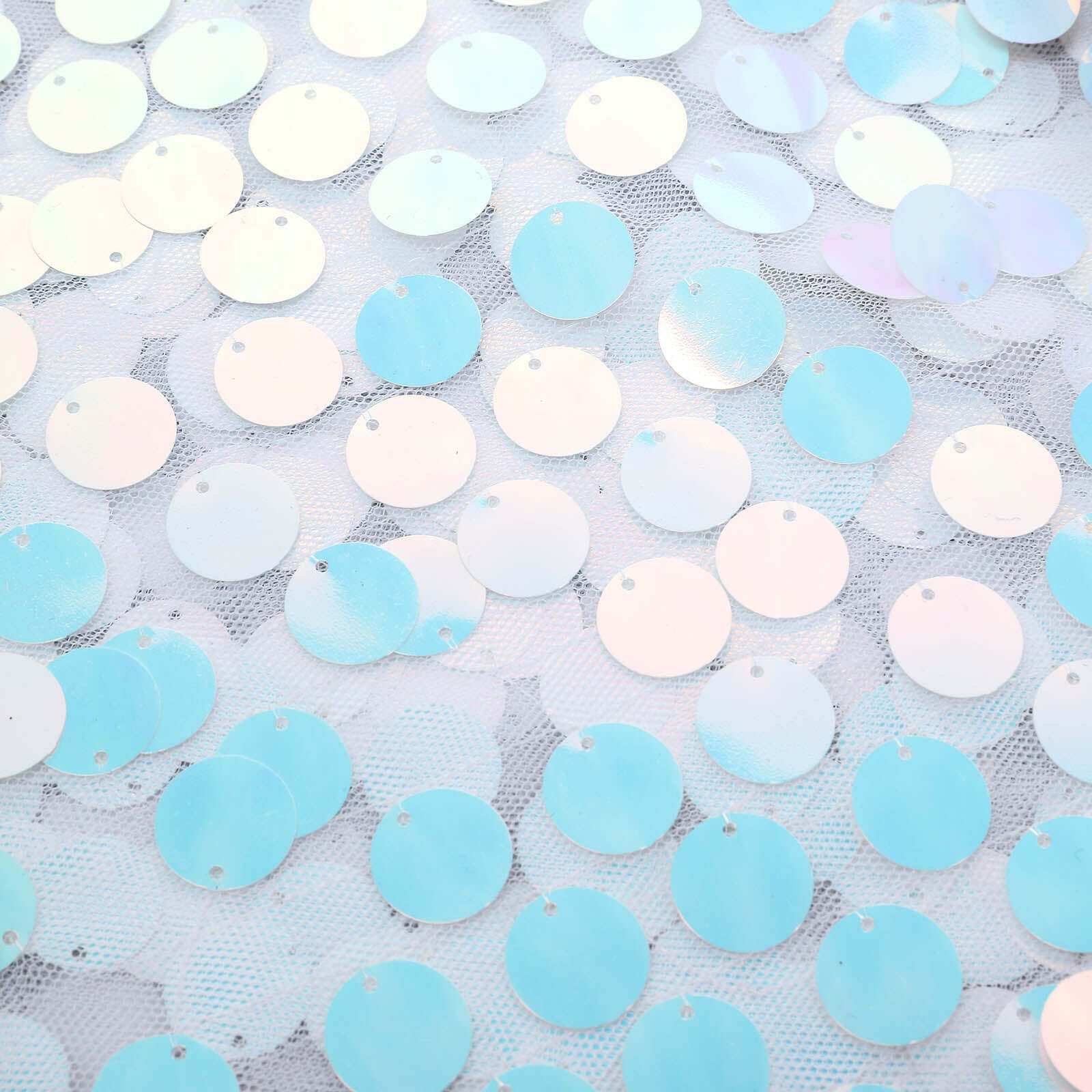 54"x4 Yards Iridescent Blue Big Payette Sequin Fabric Roll, Mesh Sequin DIY Craft Fabric Bolt