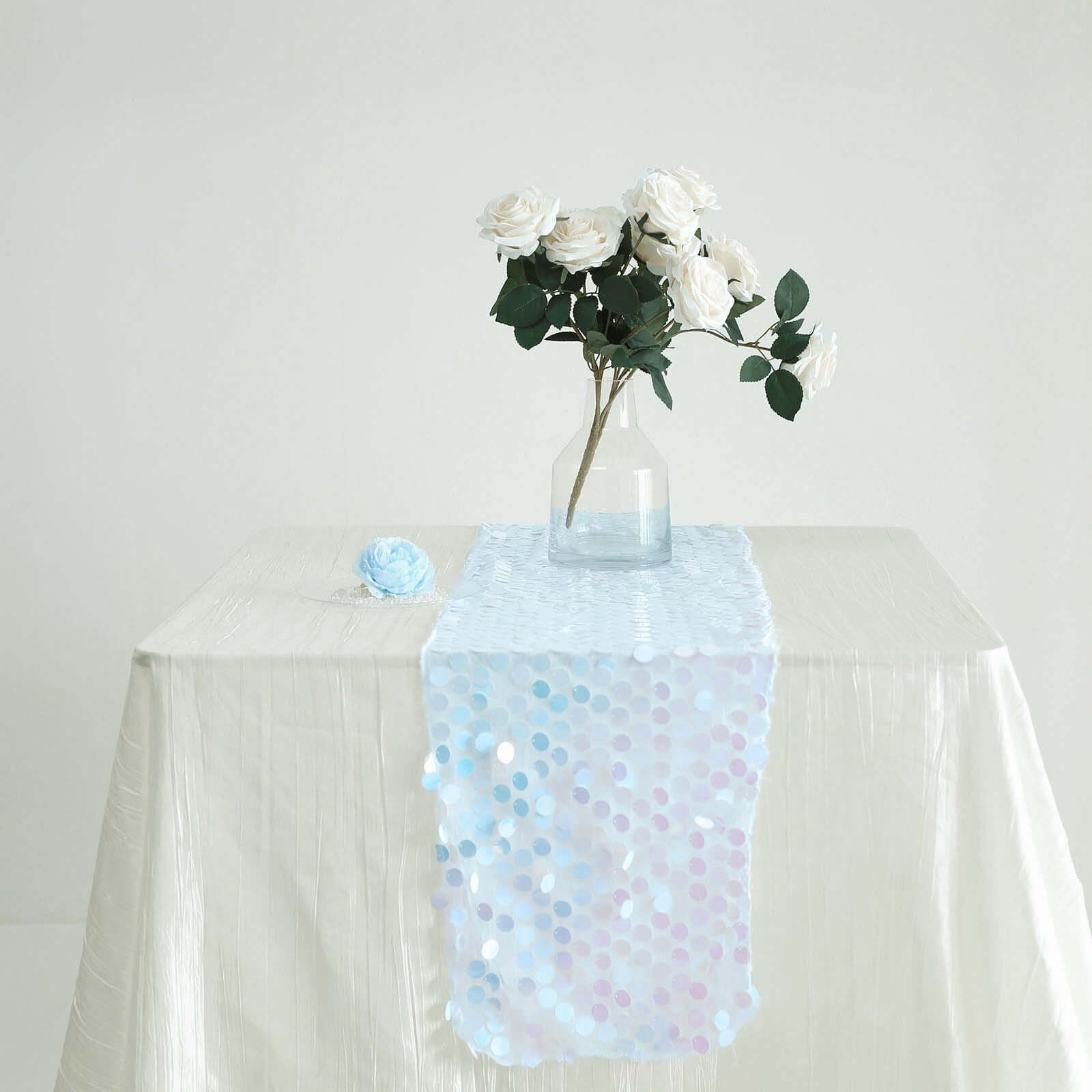 Big Payette Sequin 13"x108" Table Runner Iridescent Blue - Dazzling Design