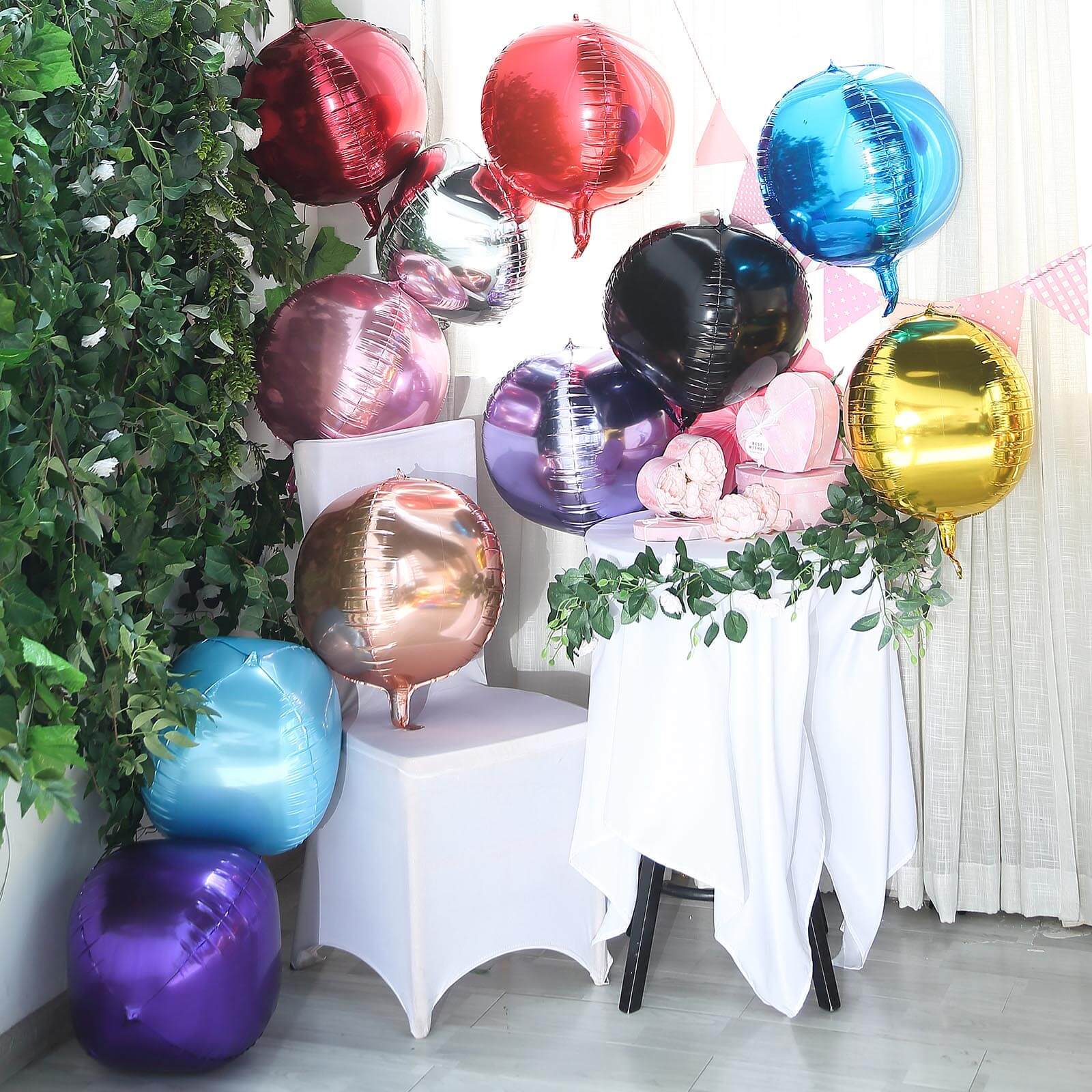 2 Pack 14" 4D Burgundy Sphere Mylar Foil Helium or Air Balloons