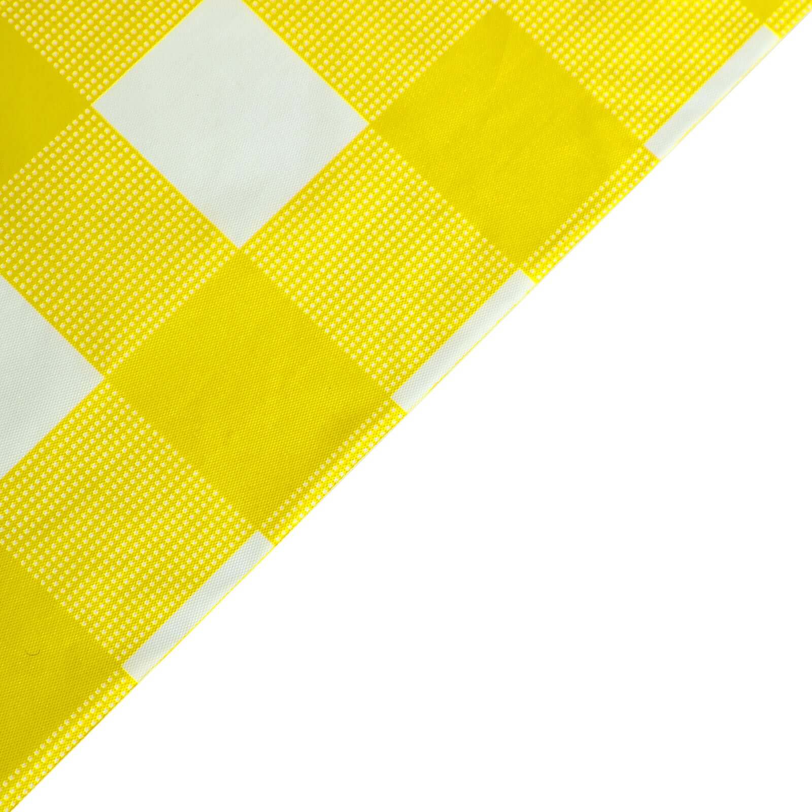 Plastic Table Cover White/Yellow Checkered Rectangle - Lightweight PVC Disposable Tablecloth 54"x108"
