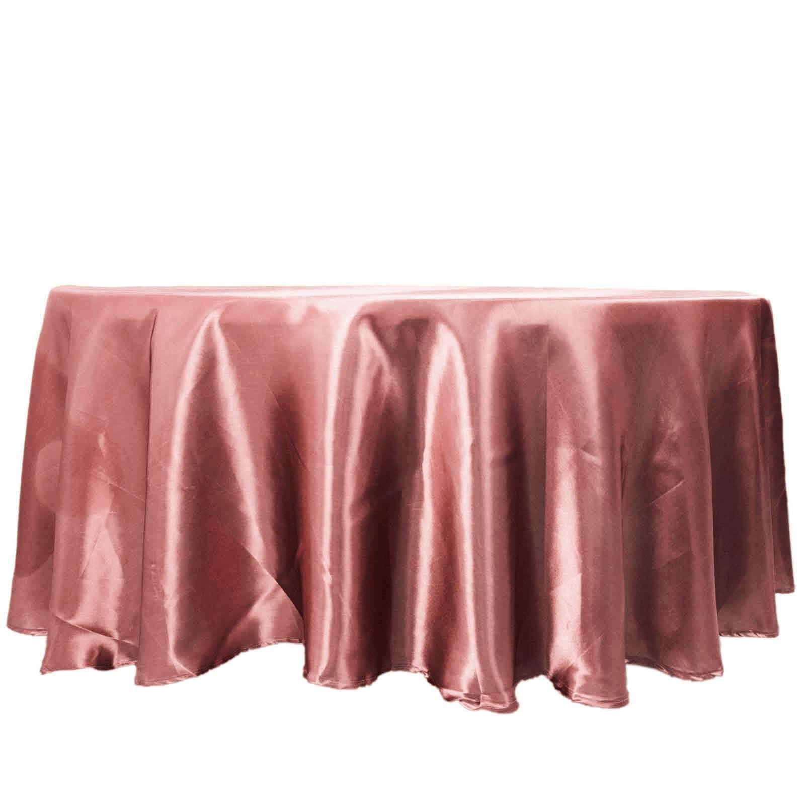 Satin 108" Round Tablecloth Cinnamon Rose - Smooth and Lustrous Table Cover