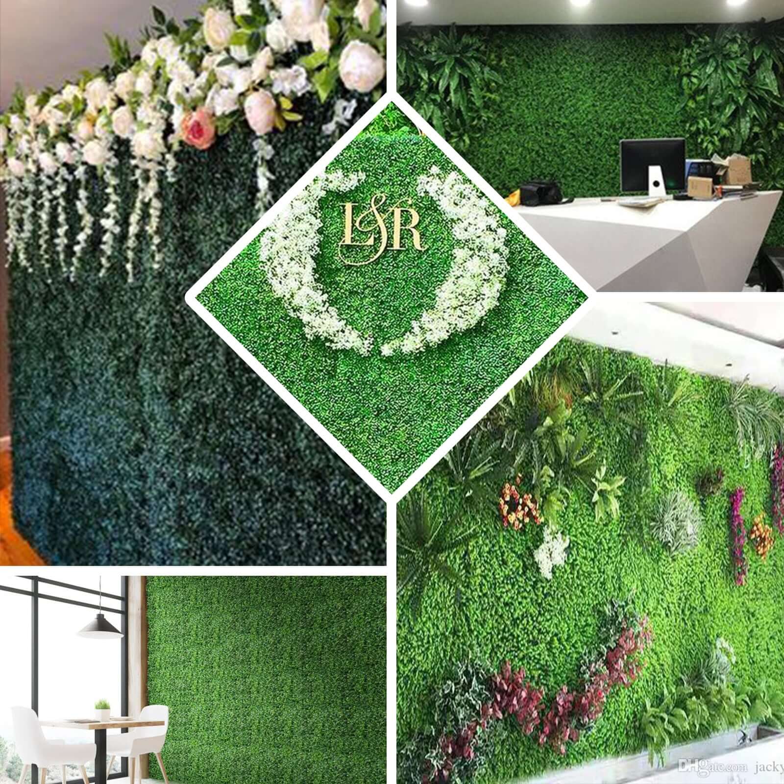 11 Sq ft. Dark Green Boxwood Hedge Garden Wall Backdrop Mat - 4 Artificial Panels