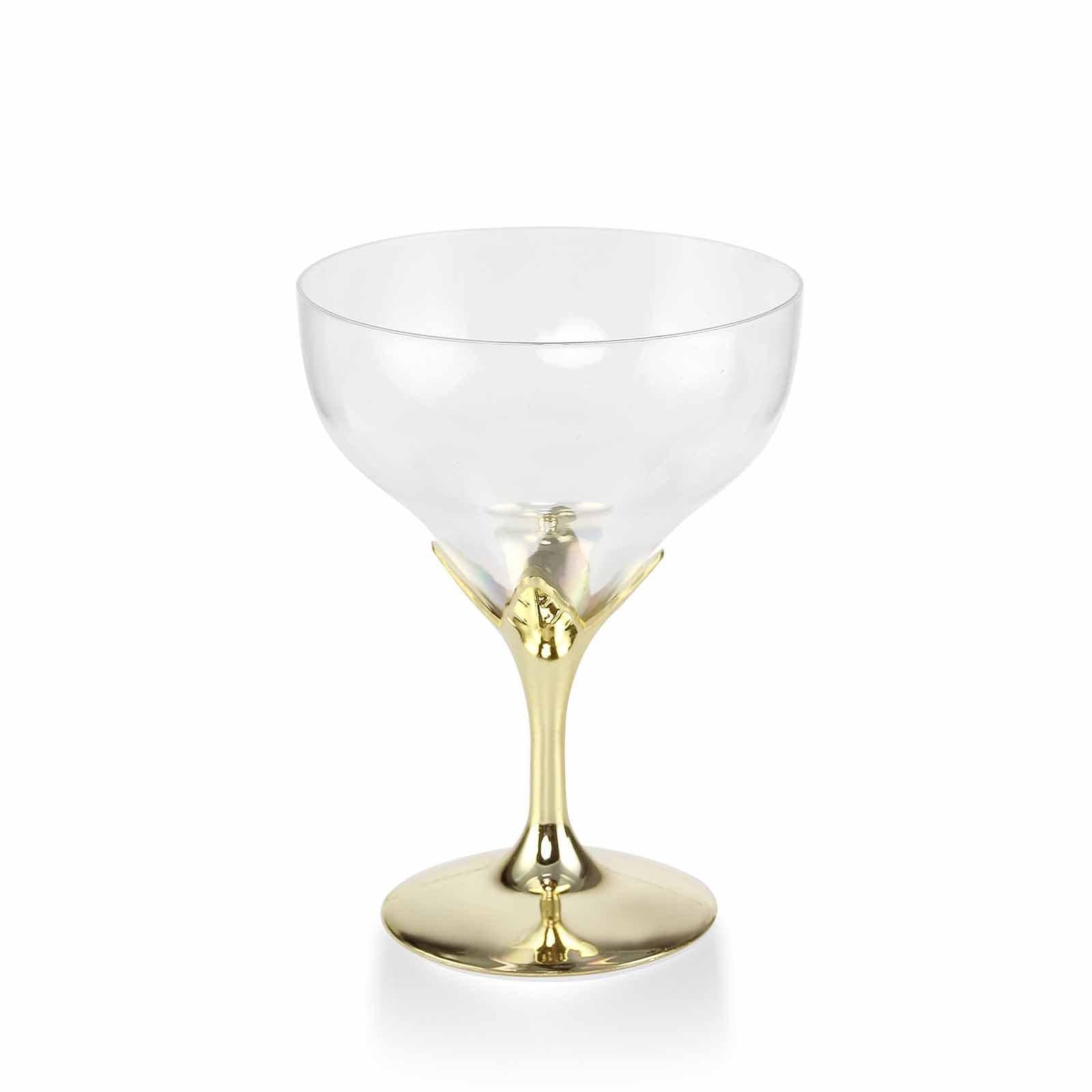 6-Pack Plastic Champagne Glasses Gold Hard Material - Durable Disposable Goblets for Wine 5oz