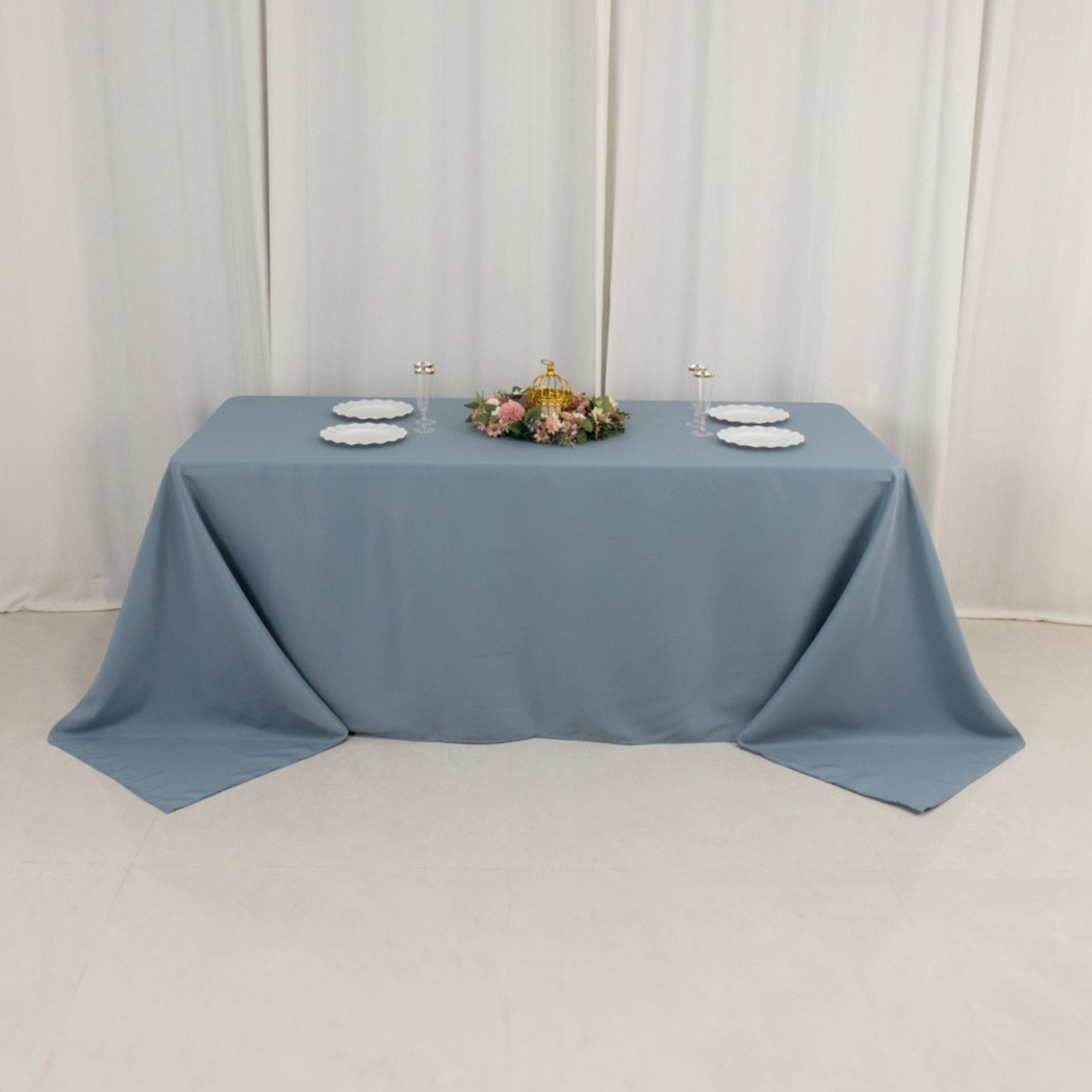 Premium Polyester 90"x132" Rectangle Tablecloth Dusty Blue - Seamless 220GSM Stain-Resistant Table Cover
