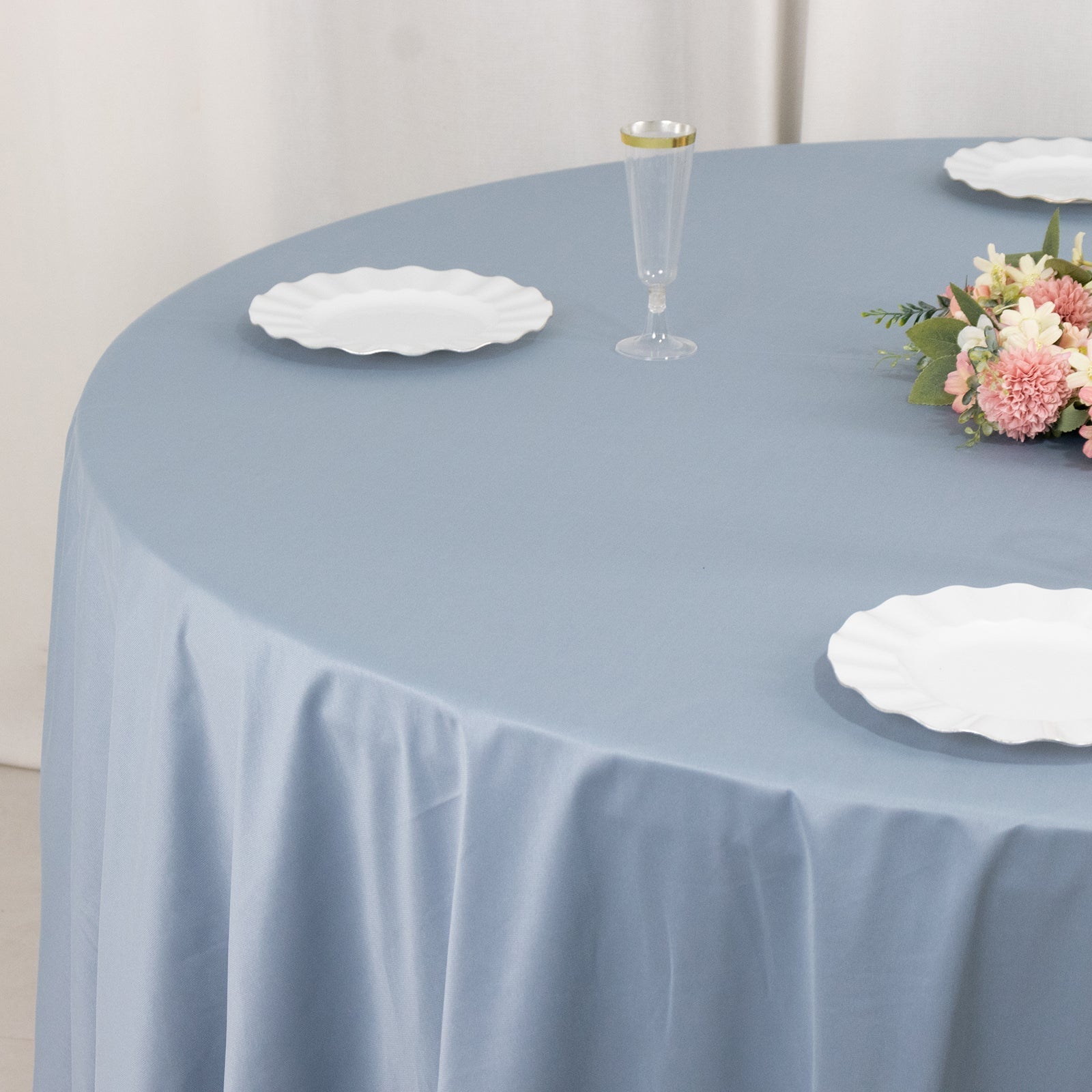 Scuba Round 108" Tablecloth Dusty Blue - Wrinkle Free & Stain Resistant Table Cover