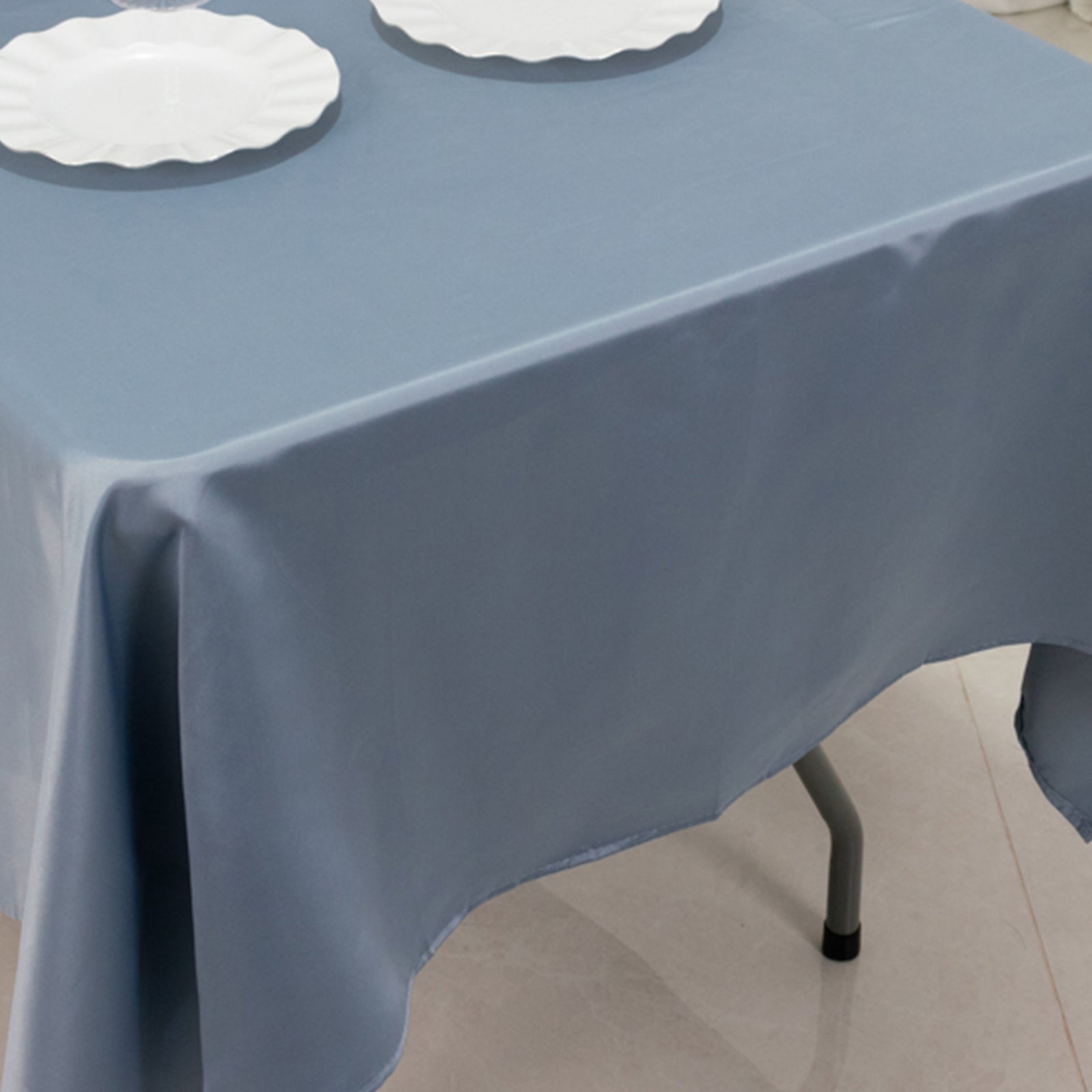 Lamour Satin 60"x102" Rectangle Tablecloth Dusty Blue - Durable & Silky Soft Feel Table Cover