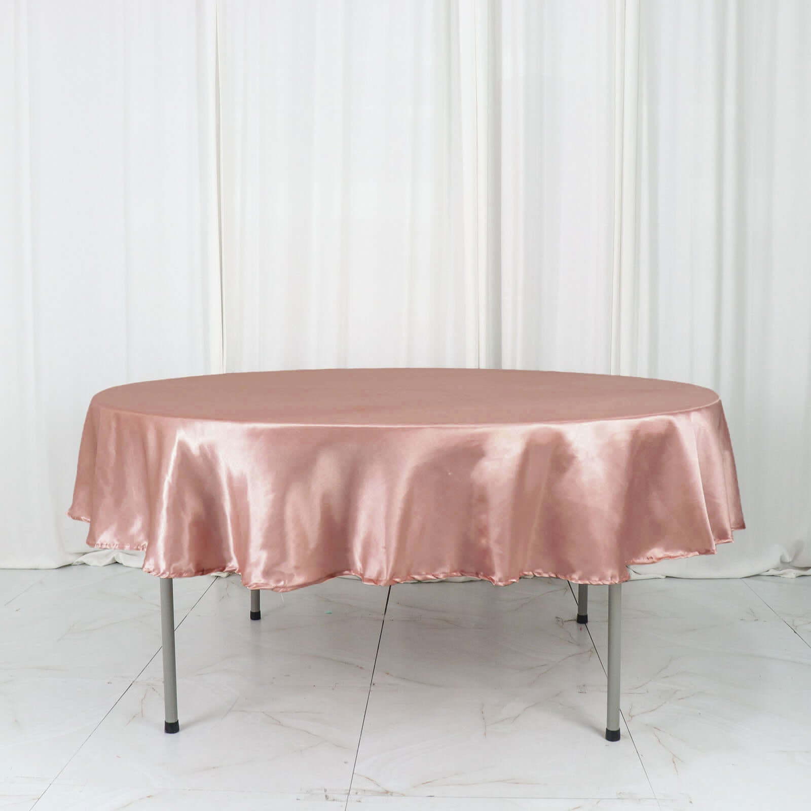 Satin 90" Round Tablecloth Dusty Rose - Smooth and Lustrous Table Cover