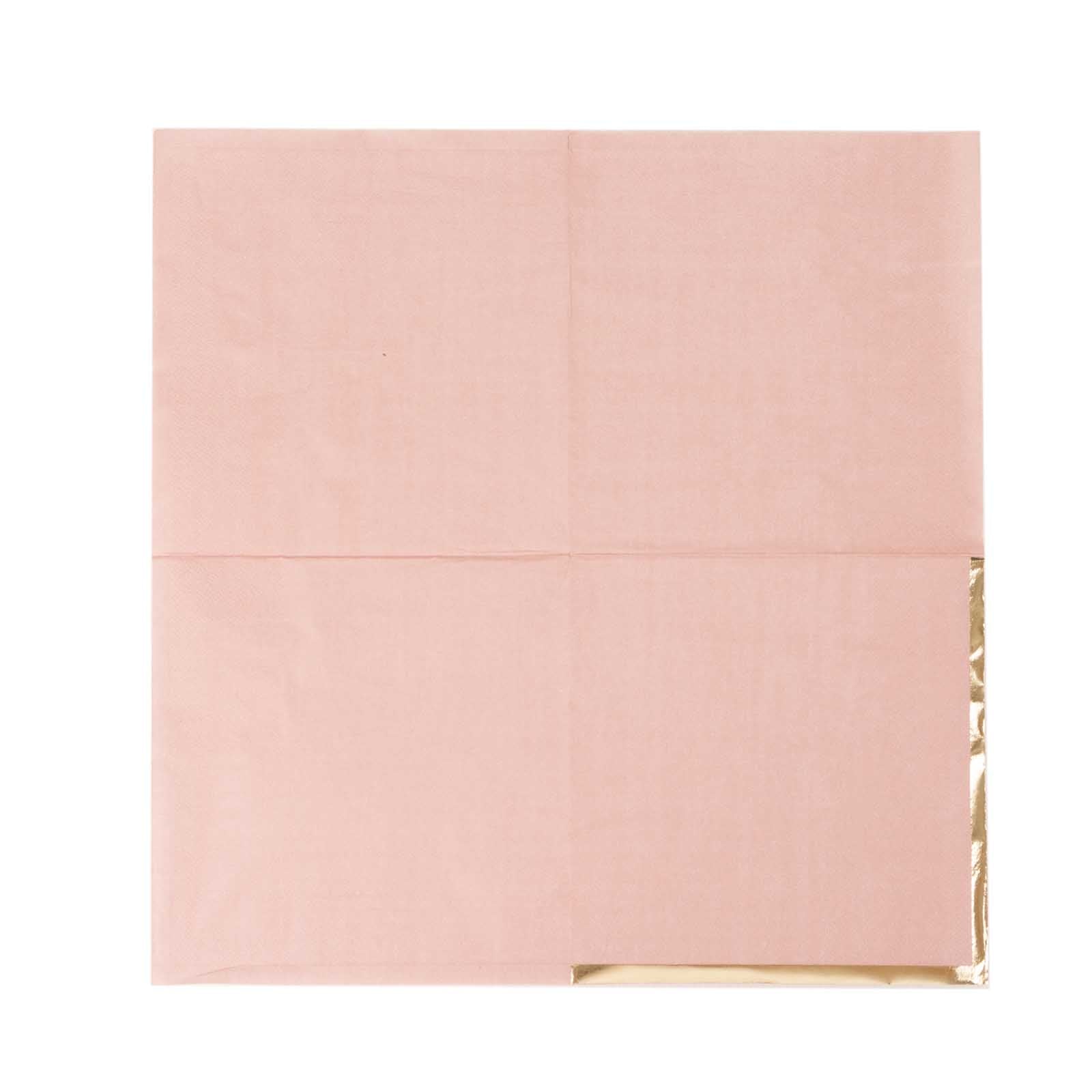 50-Pack Paper Beverage Napkins with Gold Foil Edge Dusty Rose - Disposable 2 Ply Cocktail Napkins for Events 6.5"x6.5"