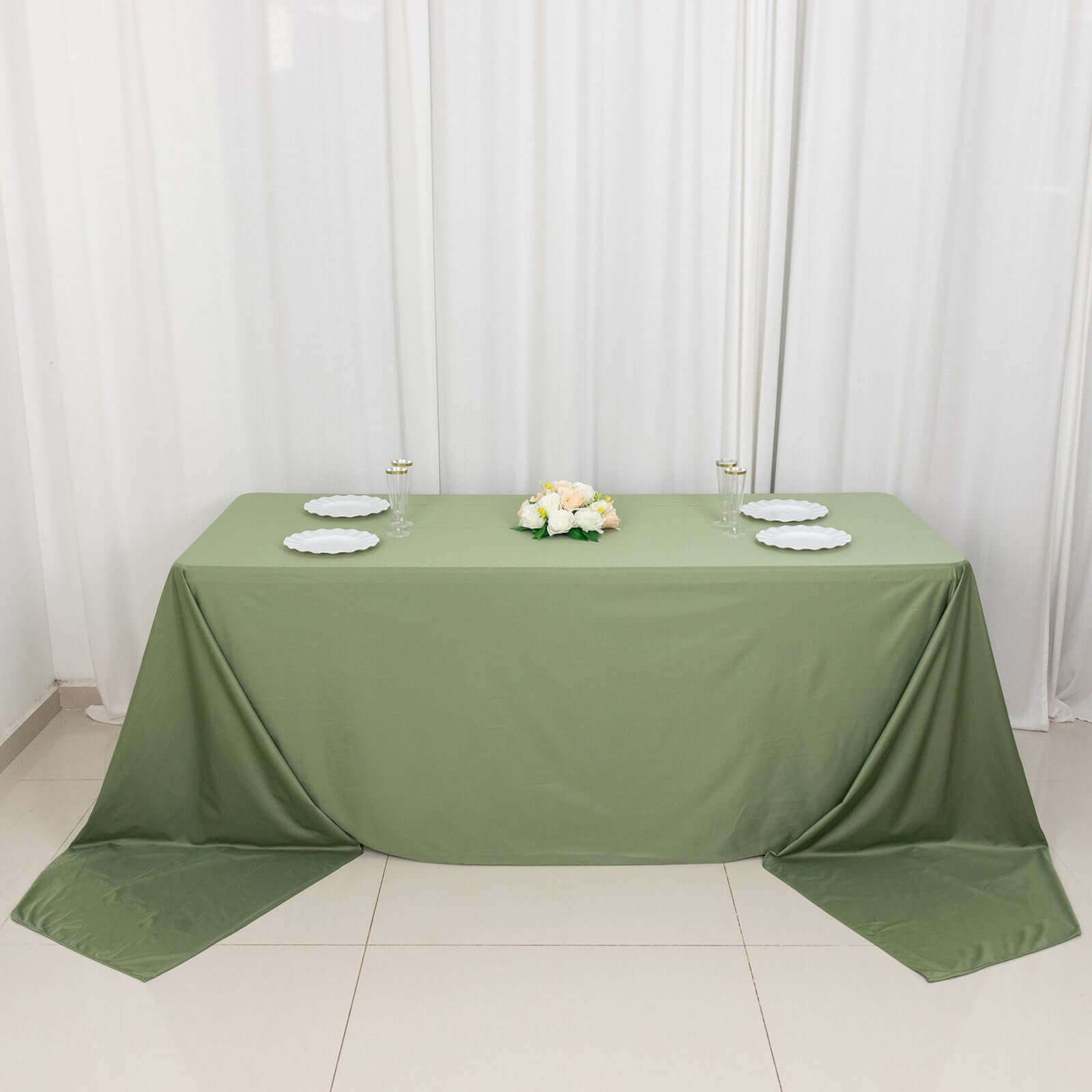Scuba Rectangular 90"x156" Tablecloth Dusty Sage Green - Wrinkle Free, Stain Resistant & Seamless Table Cover