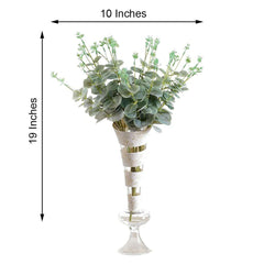 2 Bushes 19" Frosted Green Artificial Eucalyptus Branch Bouquet Plants