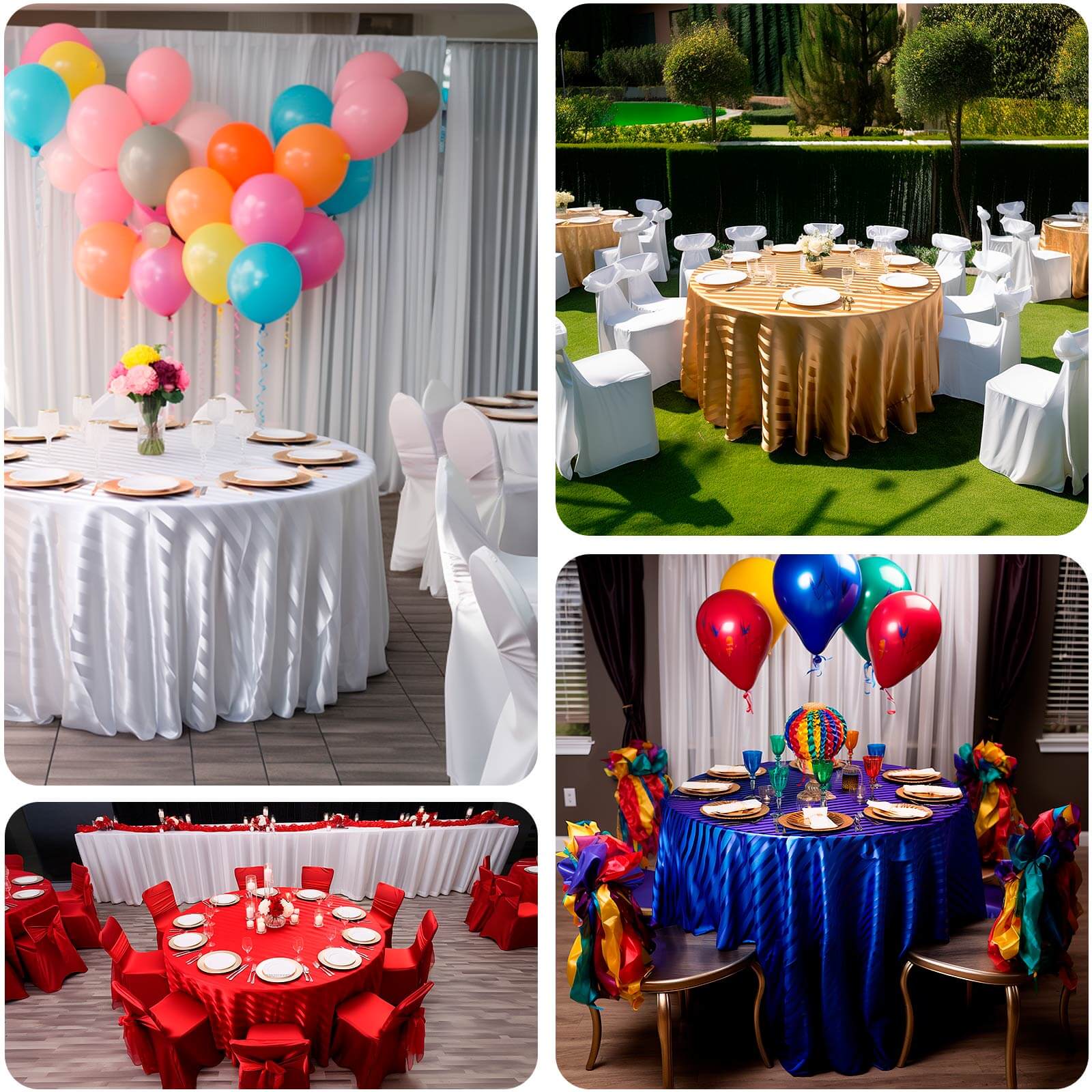 Satin Striped 120" Round Tablecloth Champagne - Silky Smooth Seamless Table Cover