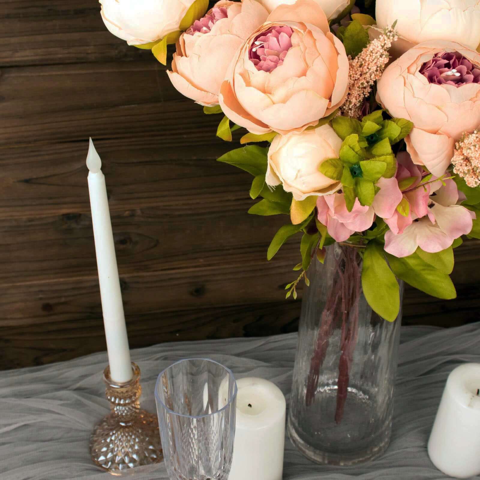 2 Pack 19" Cream Blush Artificial Peony Flower Wedding Bouquets, Faux Silk Flower Arrangements