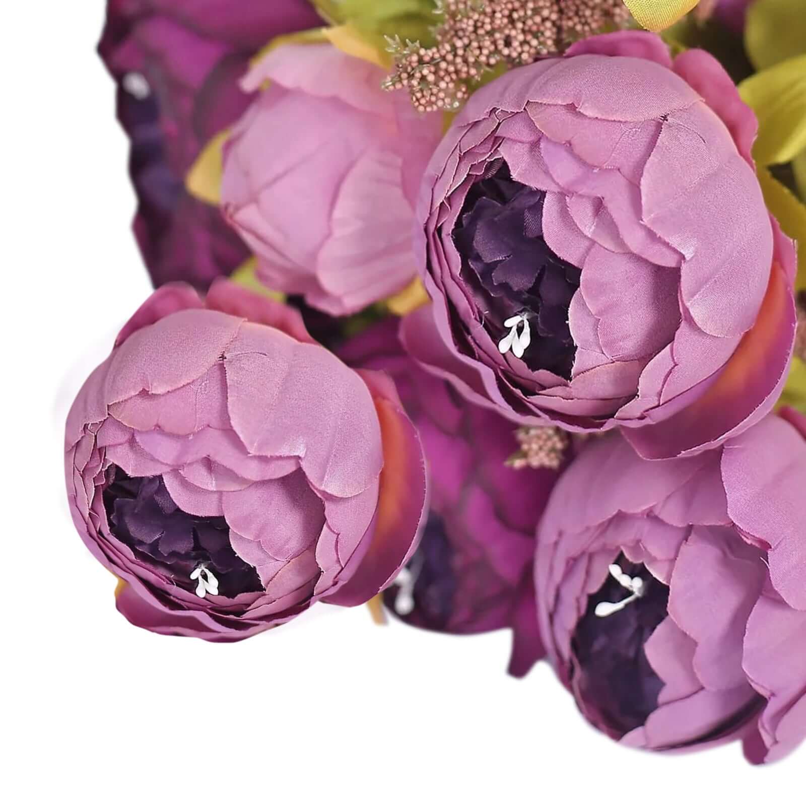 2 Pack 19" Purple Artificial Peony Flower Wedding Bouquets, Faux Silk Flower Arrangements