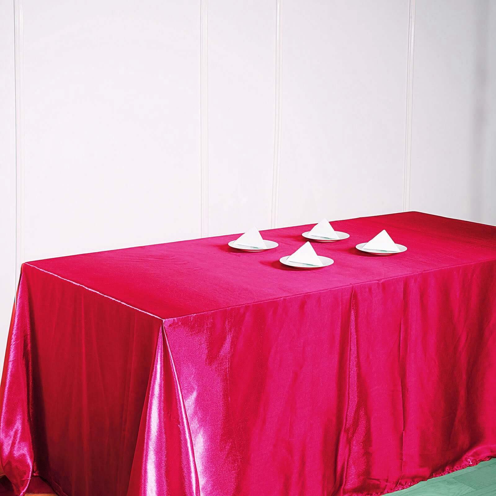 Satin Rectangular 90"x156" Tablecloth Fuchsia - Seamless Table Cover