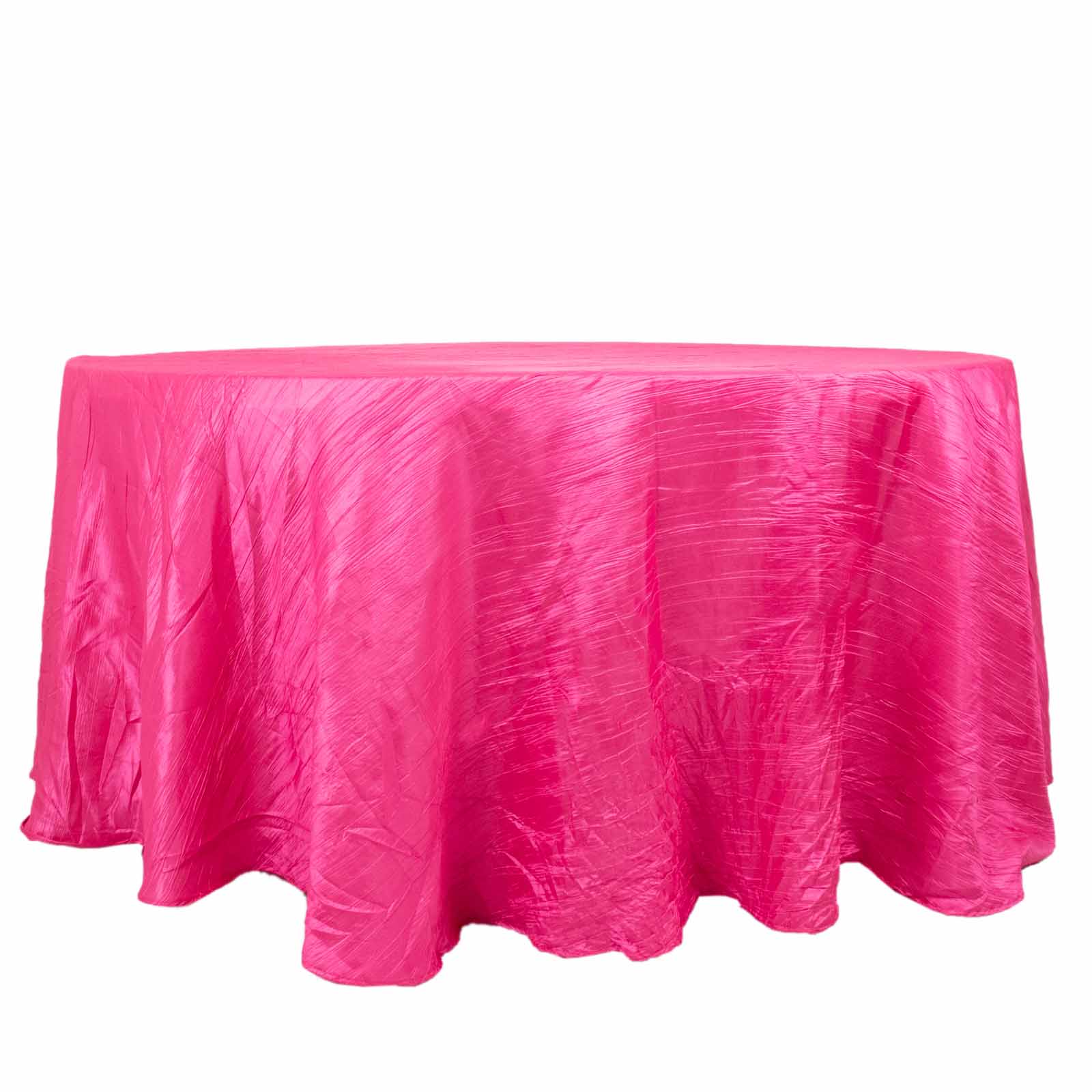 Taffeta 120" Round Tablecloth Fuchsia - Seamless Accordion Crinkle Table Cover