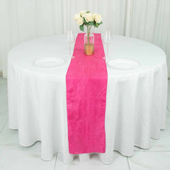 Taffeta 12"x108" Table Runner Fuchsia - Accordion Crinkle Design