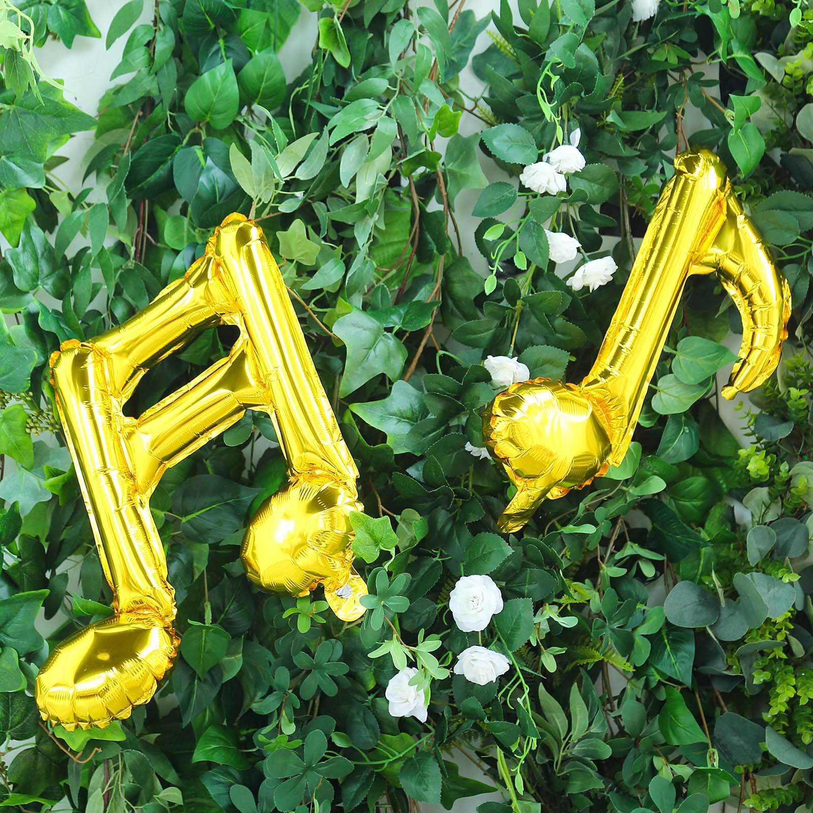 6 Pack Metallic Gold Single and Double Music Note Mylar Foil Balloons