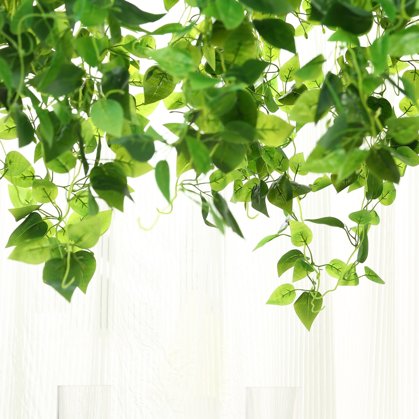 46" Green Artificial Eucalyptus Leaf Vines Ceiling Canopy, Round Draping Ivy Leaves Hanging Flower Chandelier With Interchangeable Branches