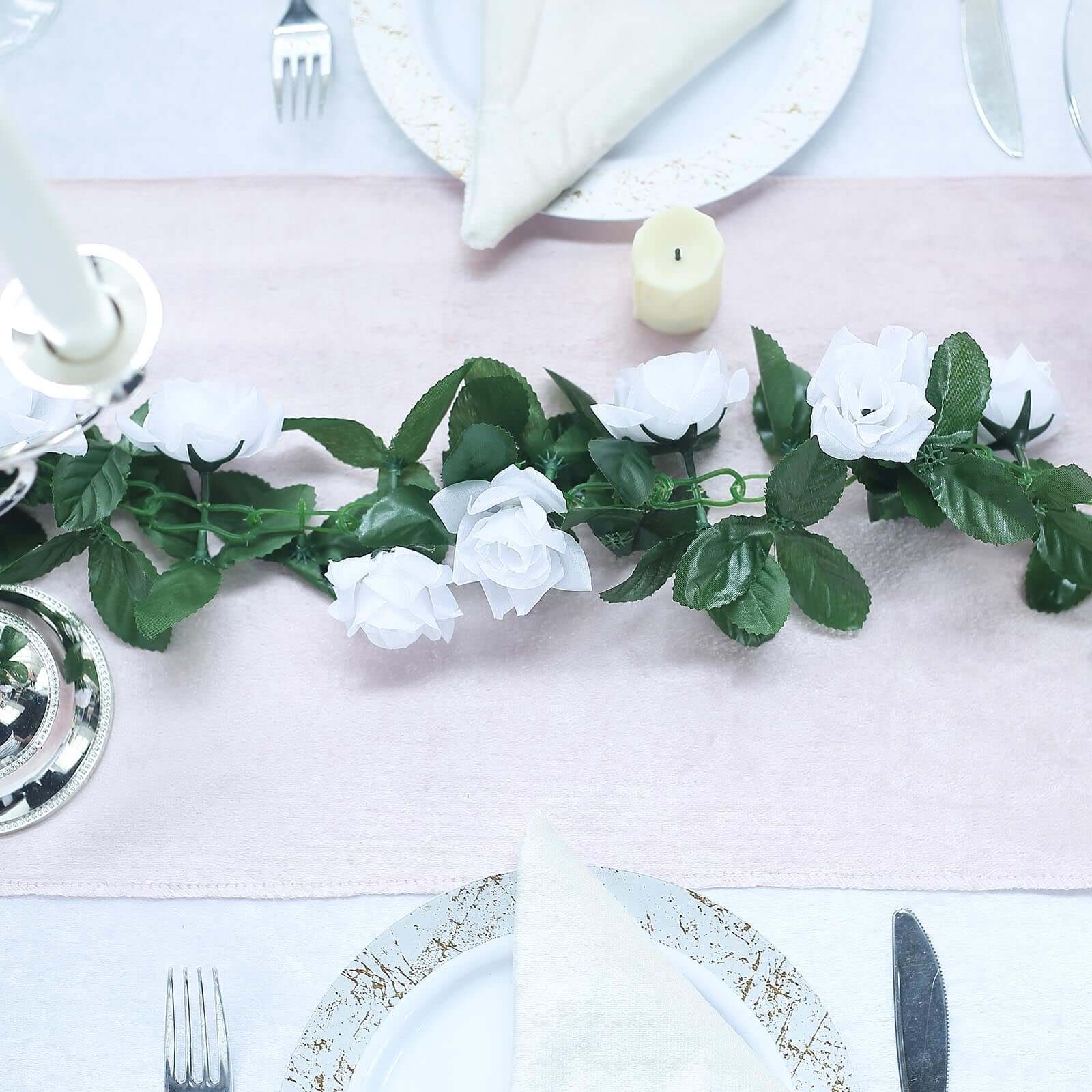 6ft White Artificial Silk Rose Garland UV Protected Flower Chain