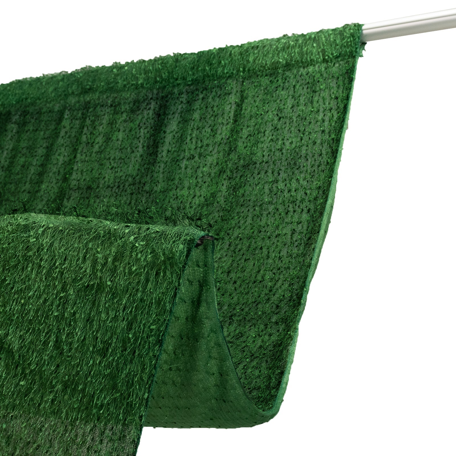 5ftx10ft Green Fringe Shag Polyester Event Drapery Panel, Minky Fabric Divider Backdrop Curtain