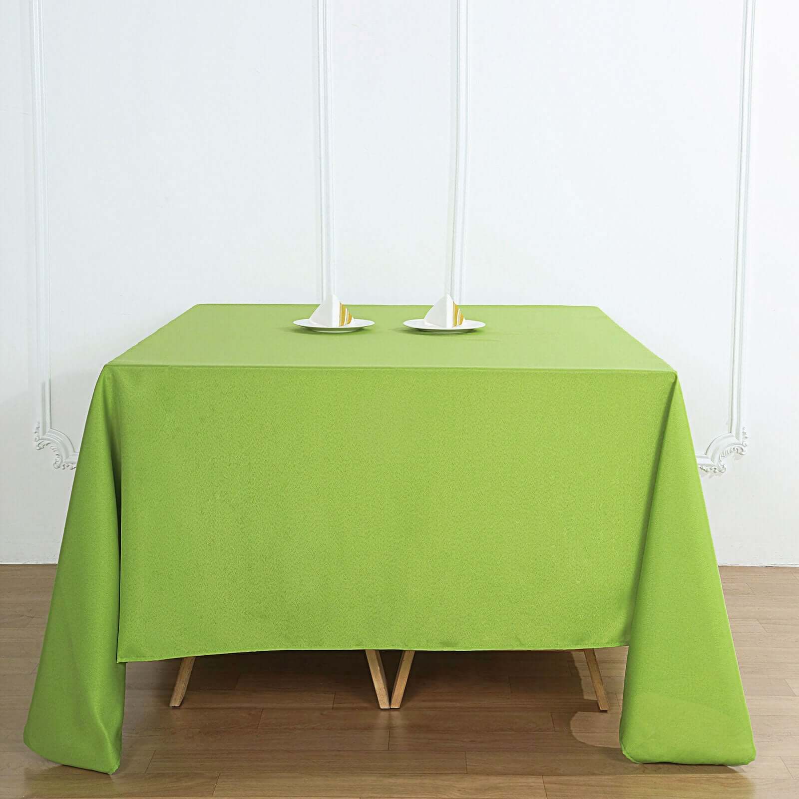 Polyester Square 90"x90" Tablecloth Apple Green - Wrinkle-Resistant & Durable Table Cover