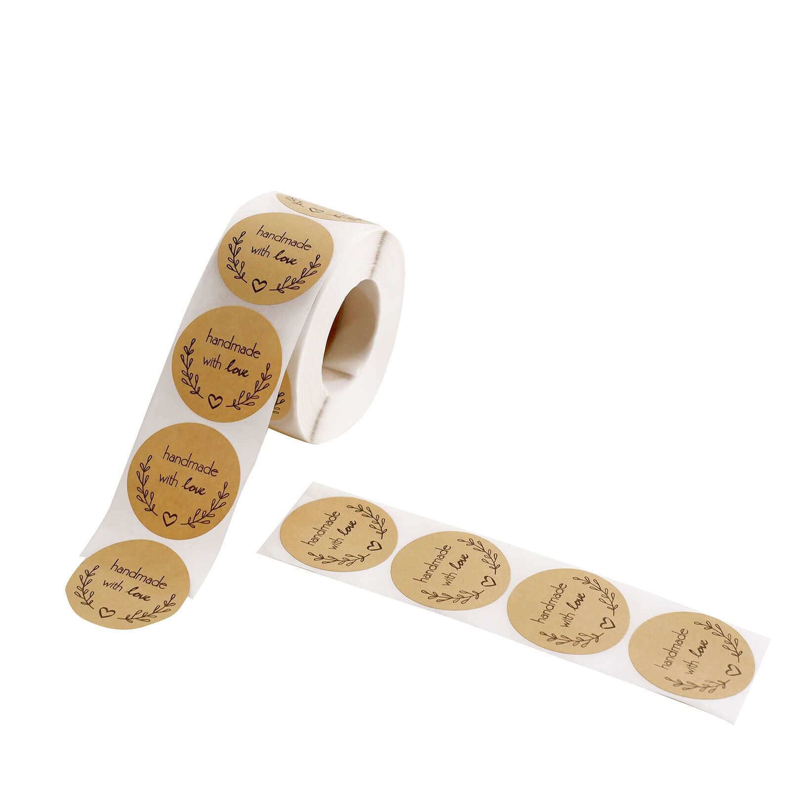 500Pcs 1.5” Handmade with Love Olive Branch Stickers Roll, Cookie and Bakery Box Labels - Round