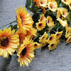 22" Artificial Hanging Vine Sunflower Bush, Draping Bouquet Garland