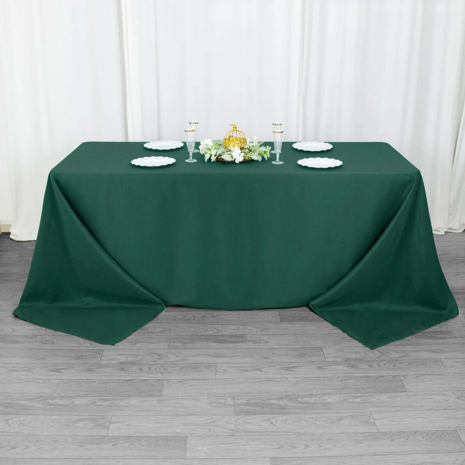 Premium Polyester 90"x132" Rectangle Tablecloth Hunter Emerald Green - Seamless 220GSM Stain-Resistant Design
