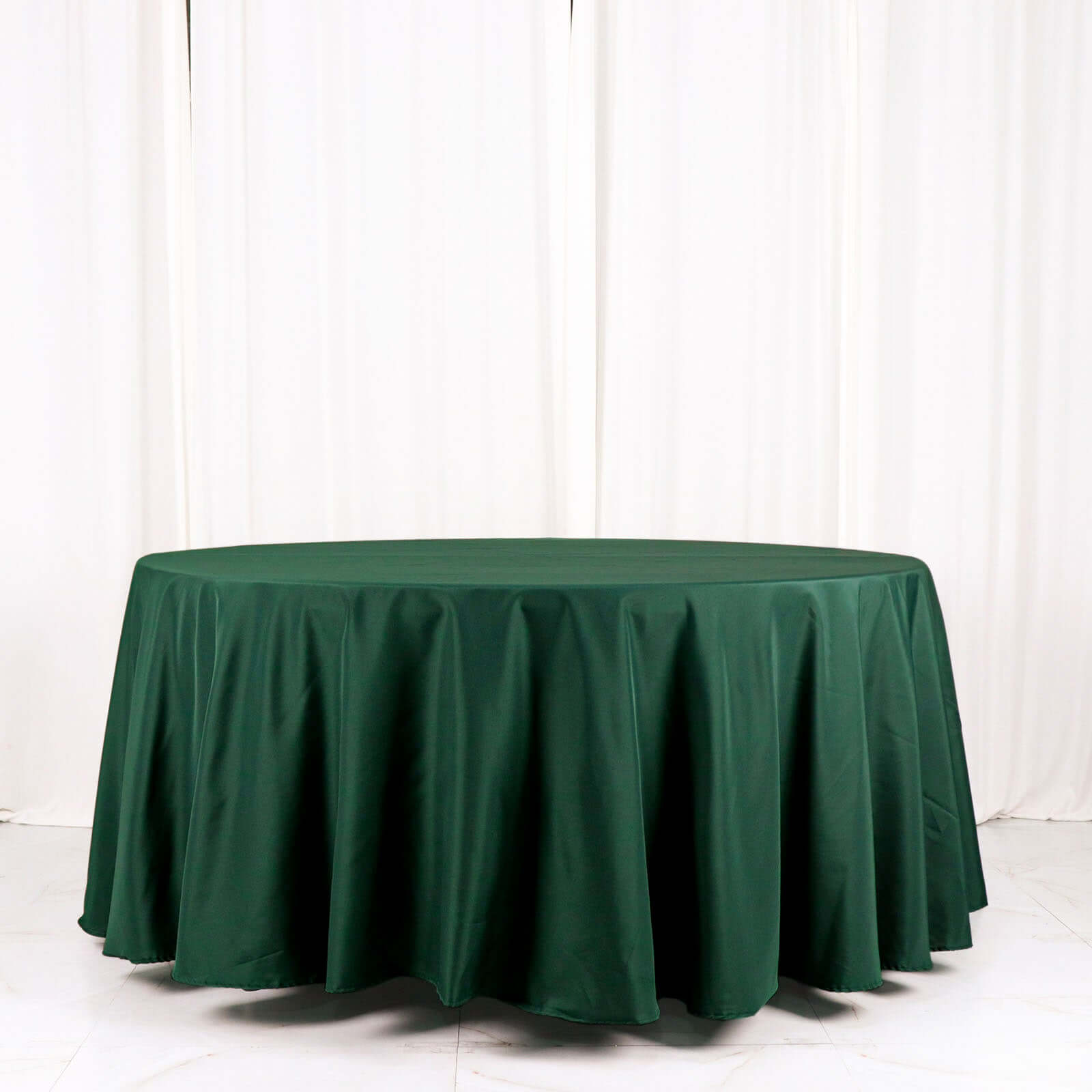 Polyester 120" Round Tablecloth Hunter Emerald Green - Seamless Wrinkle-Resistant Table Cover