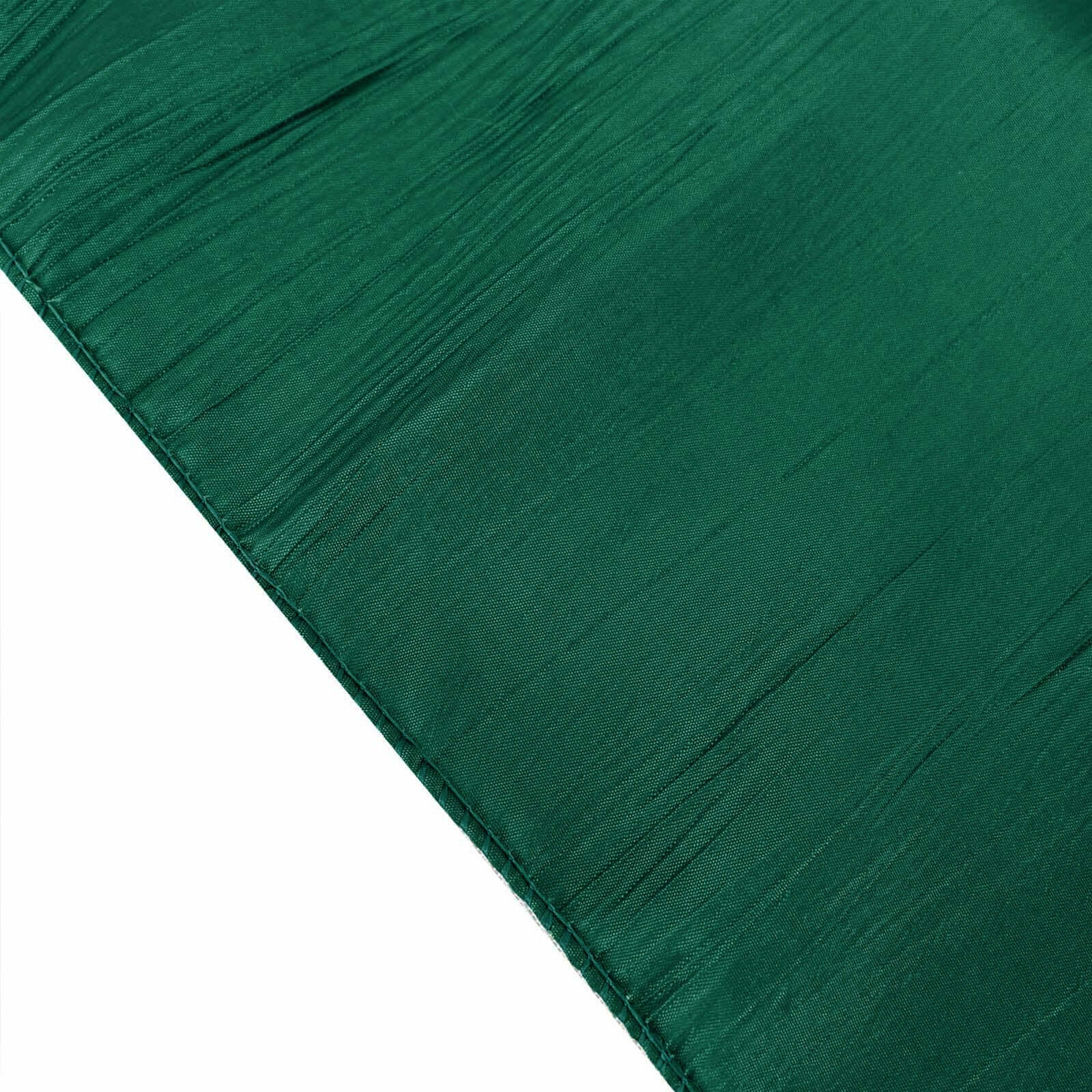 Taffeta 132" Round Tablecloth Hunter Emerald Green - Seamless Accordion Crinkle Table Cover