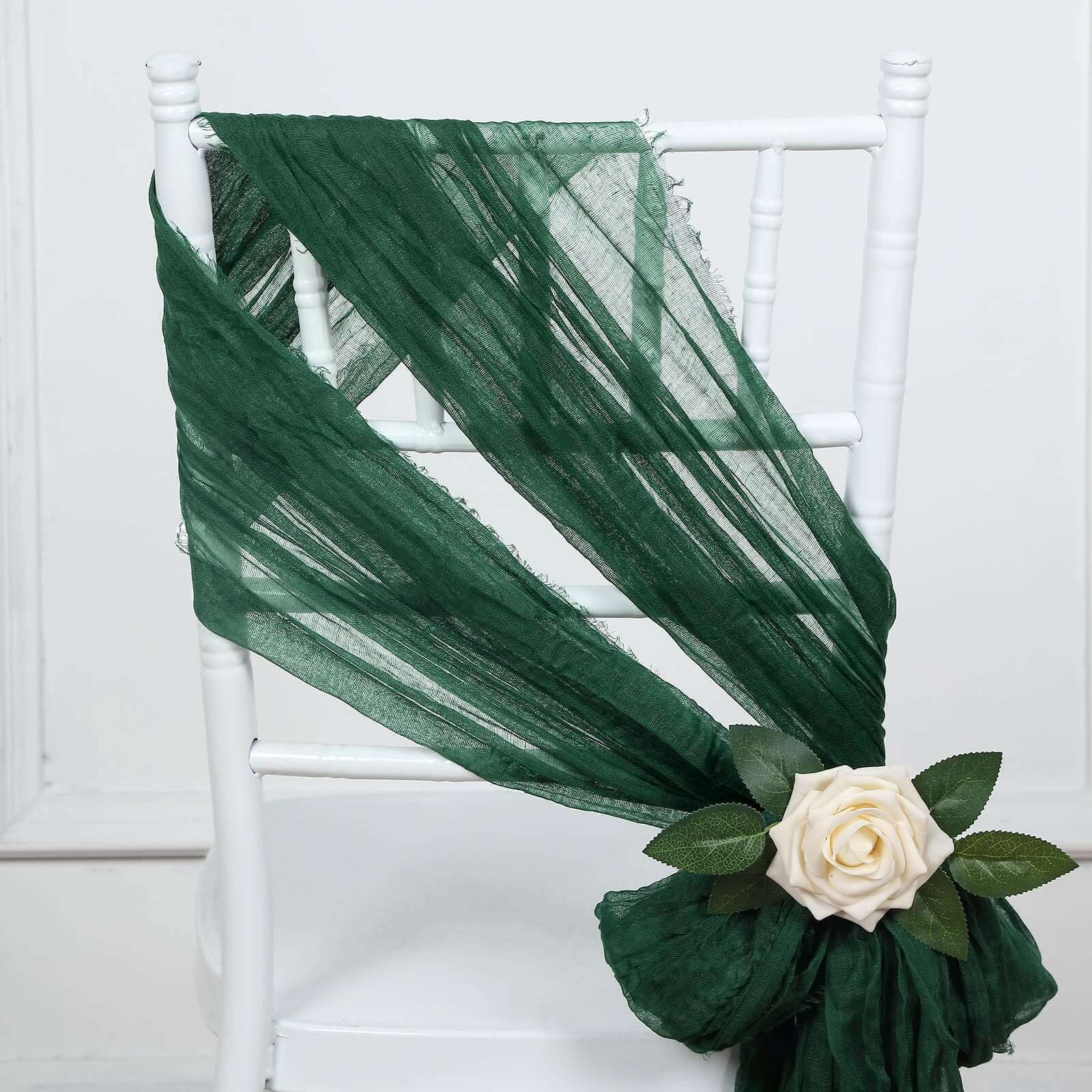 5 Pack Cheesecloth Gauze 16"x88" Chair Sashes Hunter Emerald Green - Boho Chair Decorations