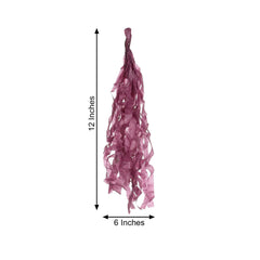 12 Pack Pre-Tied Eggplant Tissue Paper Tassel Garland With String, Hanging Fringe Party Streamer Backdrop Decor