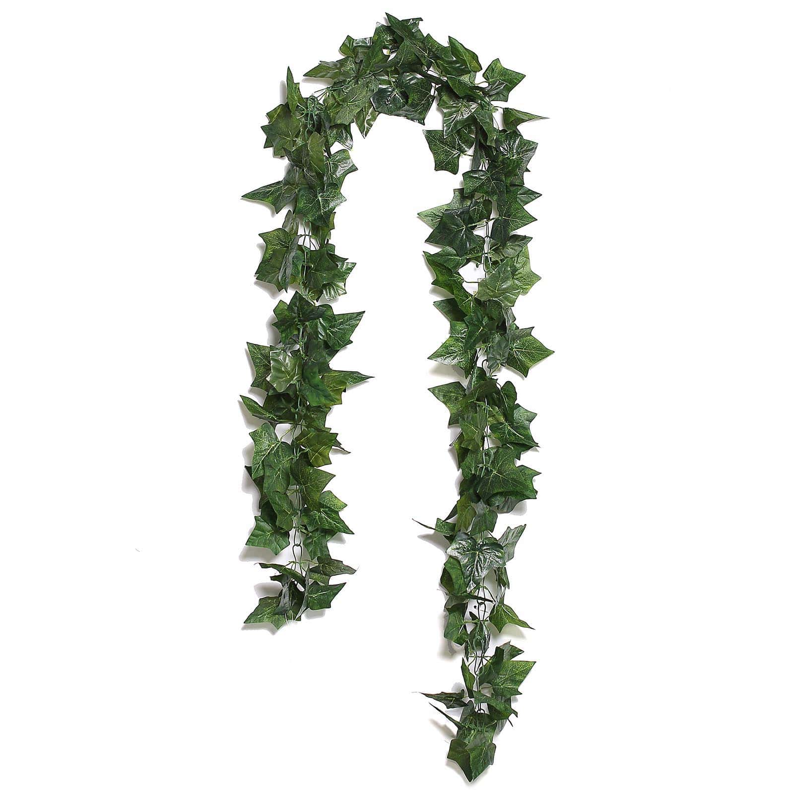 8ft Dark Green UV Protected Artificial Silk Ivy Leaf Garland Vine, Outdoor Indoor