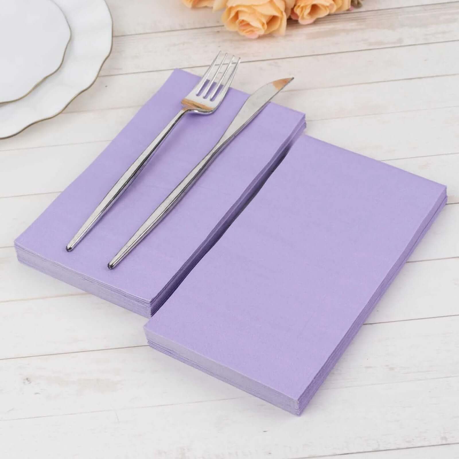 50-Pack Paper Napkins Lavender Lilac - Soft Disposable 2-Ply Dinner Napkins for Weddings