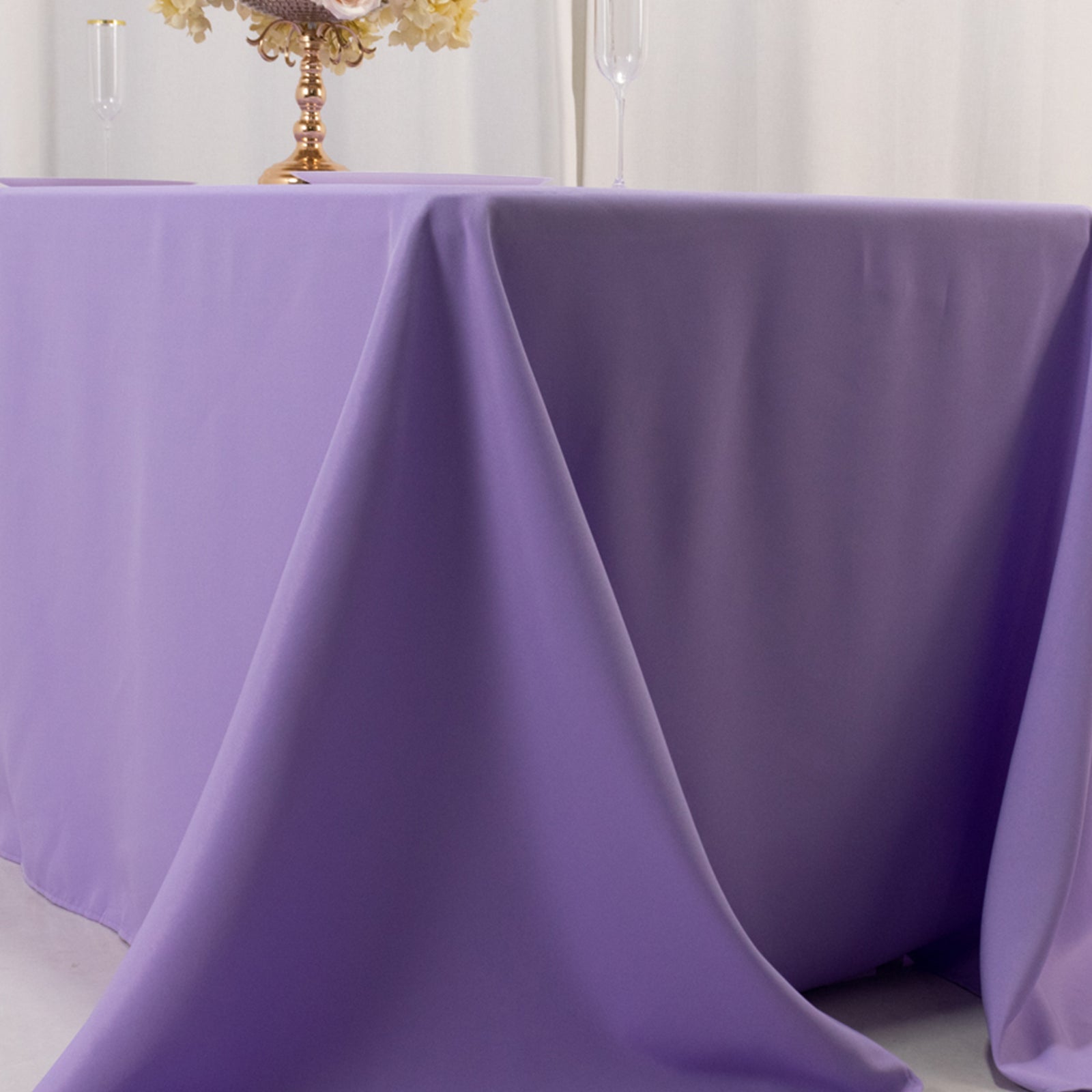 Premium Polyester 90"x132" Rectangle Tablecloth Lavender Lilac - Seamless 220GSM Stain-Resistant Table Cover