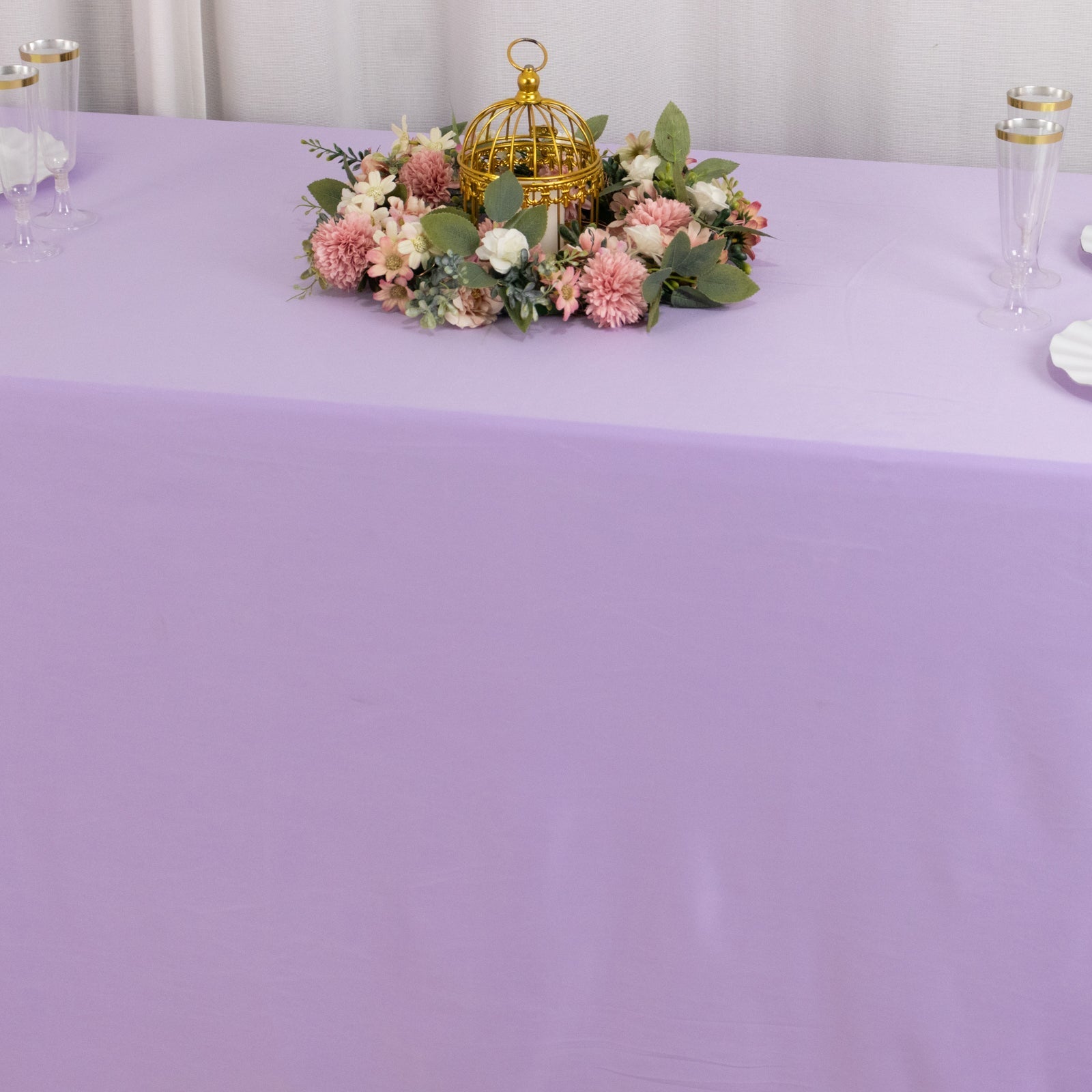 Scuba Rectangular 90"x156" Tablecloth Lavender Lilac - Wrinkle Free, Stain Resistant & Seamless Table Cover