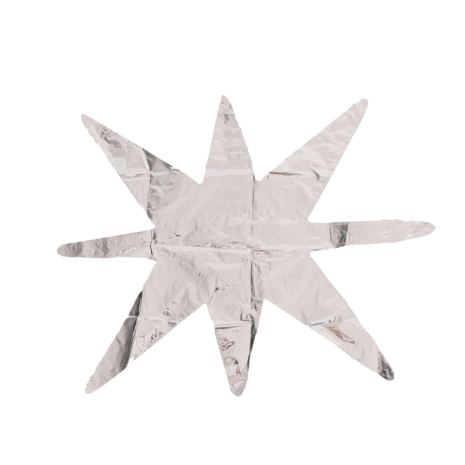 5 Pack Metallic Silver 14-Point Starburst Mylar Foil Balloons, 22" Fireworks Star Explosion Party Balloons