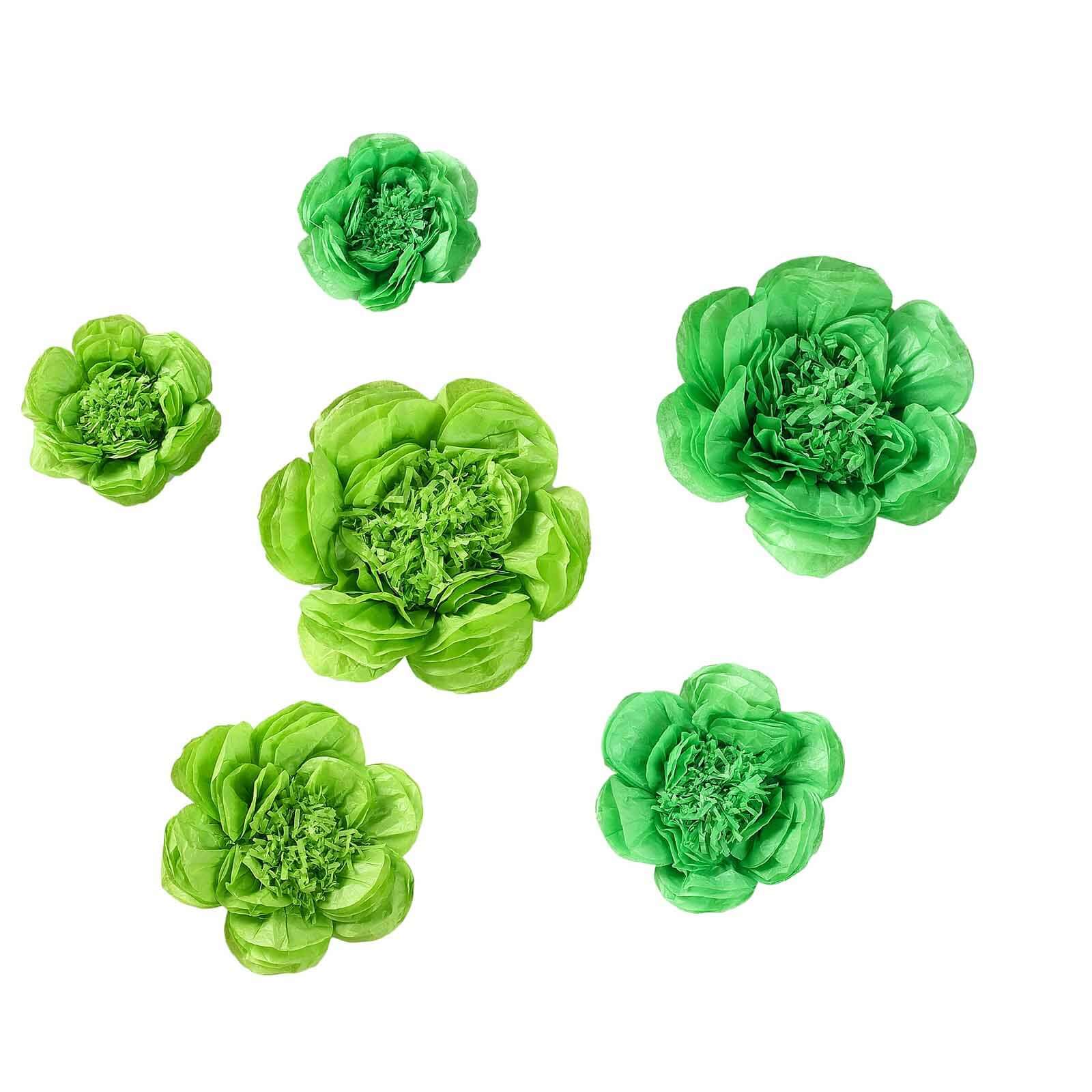 Set of 6 Mint Apple Green Peony 3D Paper Flowers Wall Decor - 7",9",11"