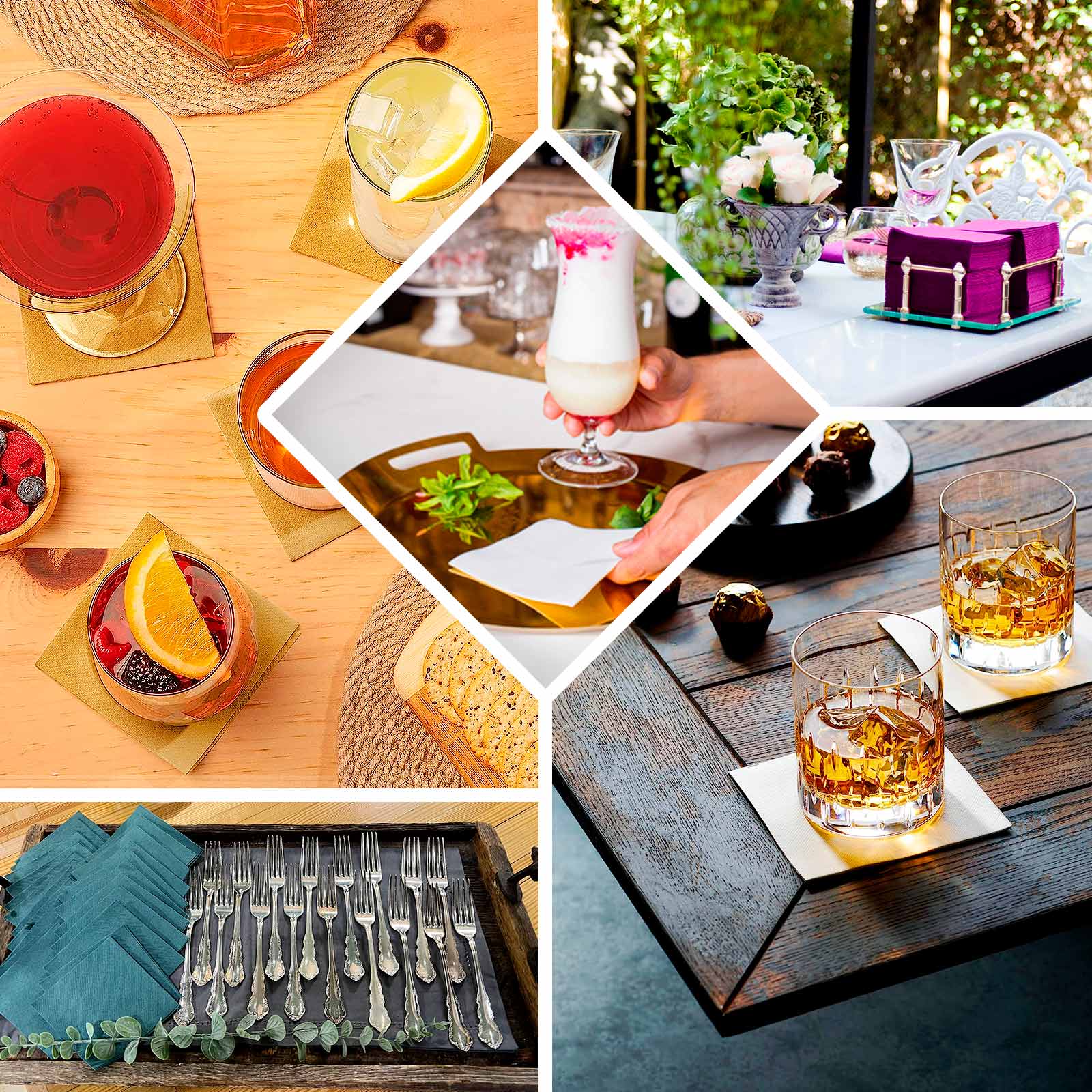 20 Pack Linen-Like Paper 5"x5" Napkins Blush - Highly Absorbent Airlaid Napkins