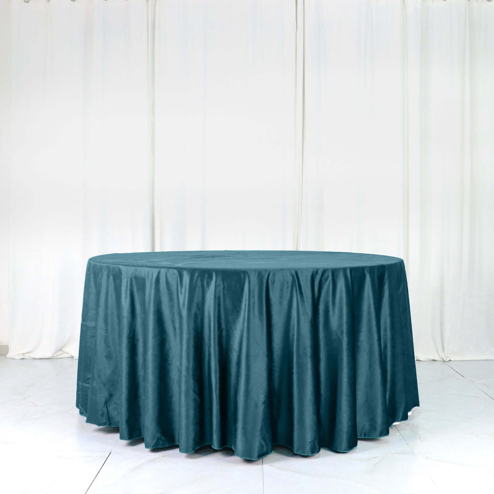 Premium Velvet 120" Round Tablecloth Peacock Teal - Reusable Soft & Seamless Table Cover