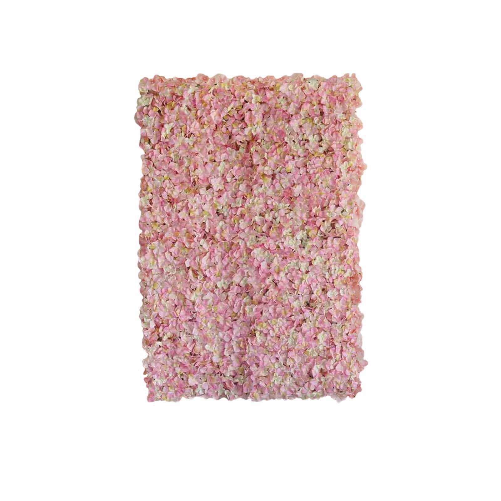 11 Sq ft. Pink Cream UV Protected Hydrangea Flower Wall Mat Backdrop - 4 Artificial Panels