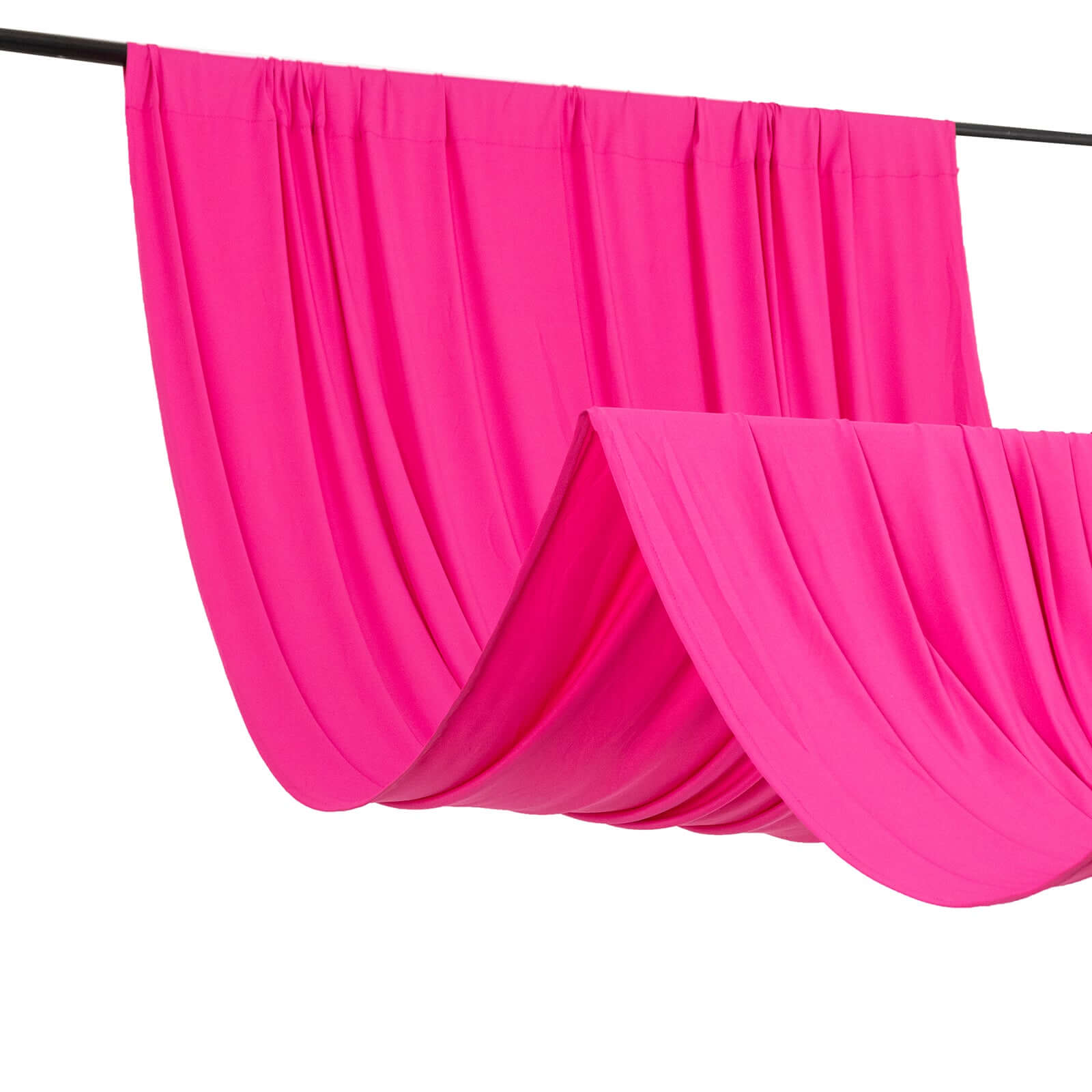 Fuchsia 4-Way Stretch Spandex Event Curtain Drapes, Wrinkle Free Backdrop Event Panel with Rod Pockets - 5ftx10ft