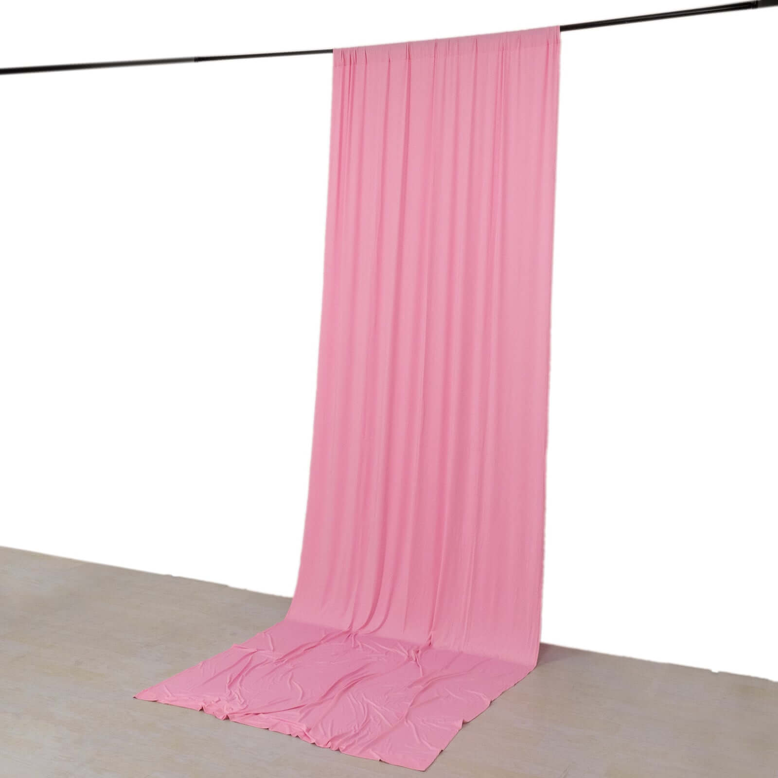 Pink 4-Way Stretch Spandex Event Curtain Drapes, Wrinkle Freet Backdrop Event Panel with Rod Pockets - 5ftx14ft