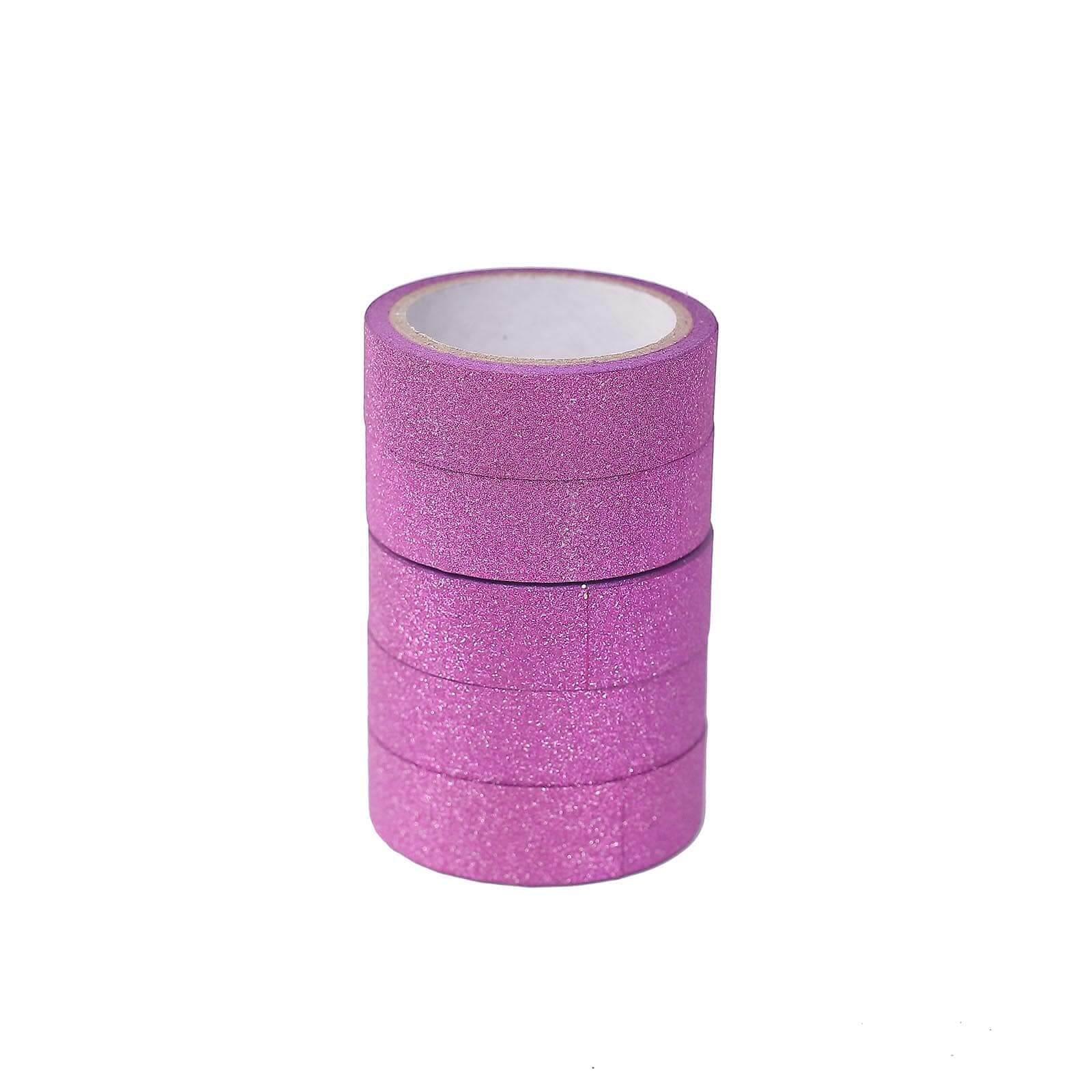 5 Pack 5 Yards Hot Pink Washi Glitter Tape Self Adhesive Craft Decorative Tape