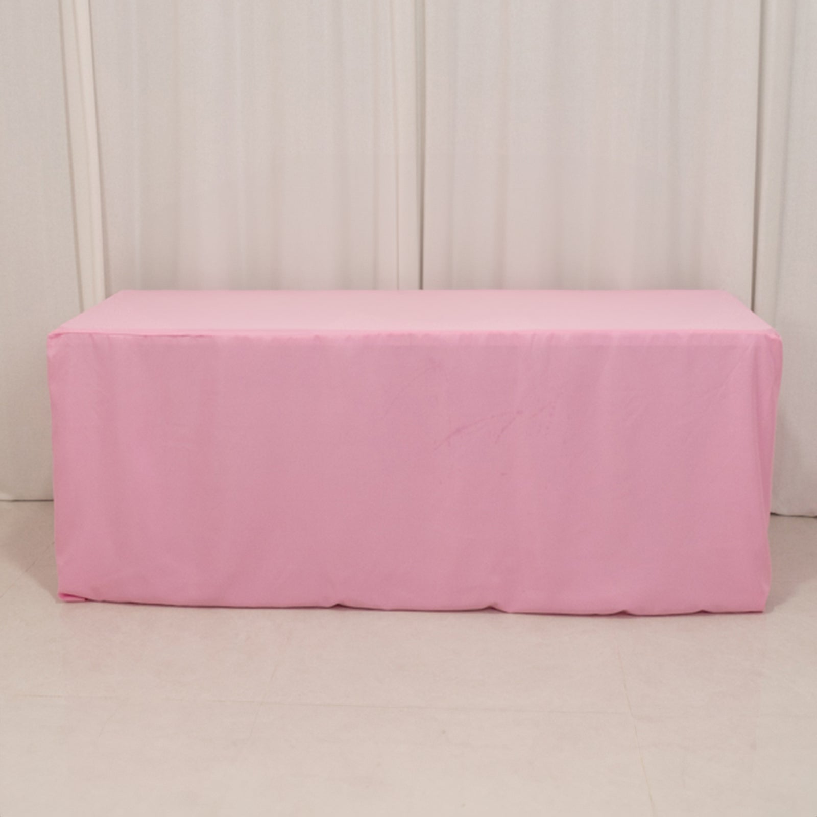 Fitted Polyester 72"x30" Rectangle Tablecloth Pink - Durable and Easy to Maintain Table Cover