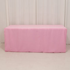 Fitted Polyester 72"x30" Rectangle Tablecloth Pink - Durable and Easy to Maintain Table Cover