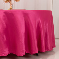Lamour Satin 108" Round Tablecloth Fuchsia - Durable & Silk-Like Table Cover