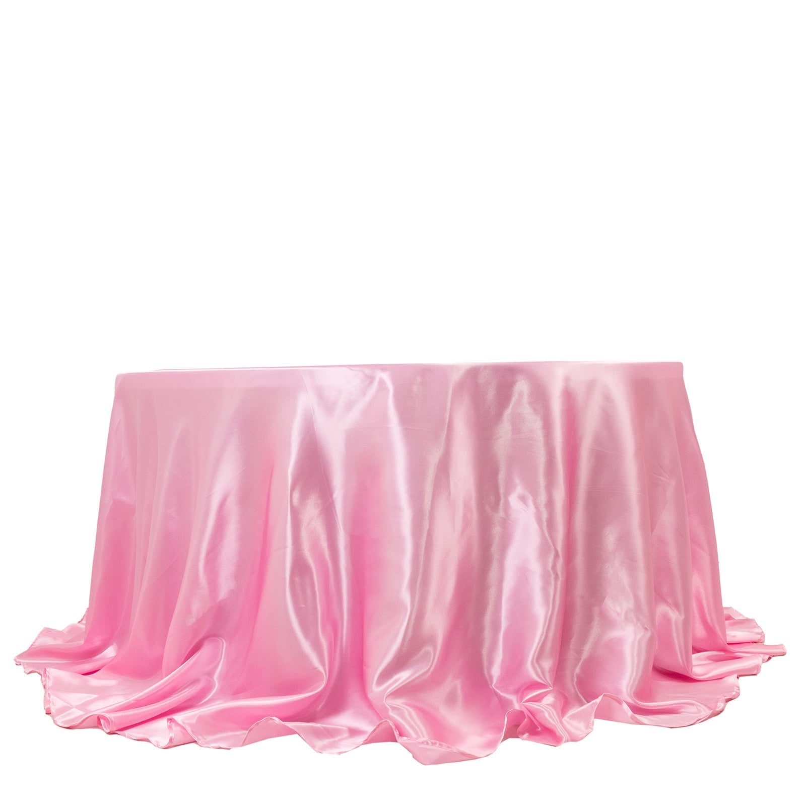 Satin 132" Round Tablecloth Pink - Stylish Seamless Table Cover