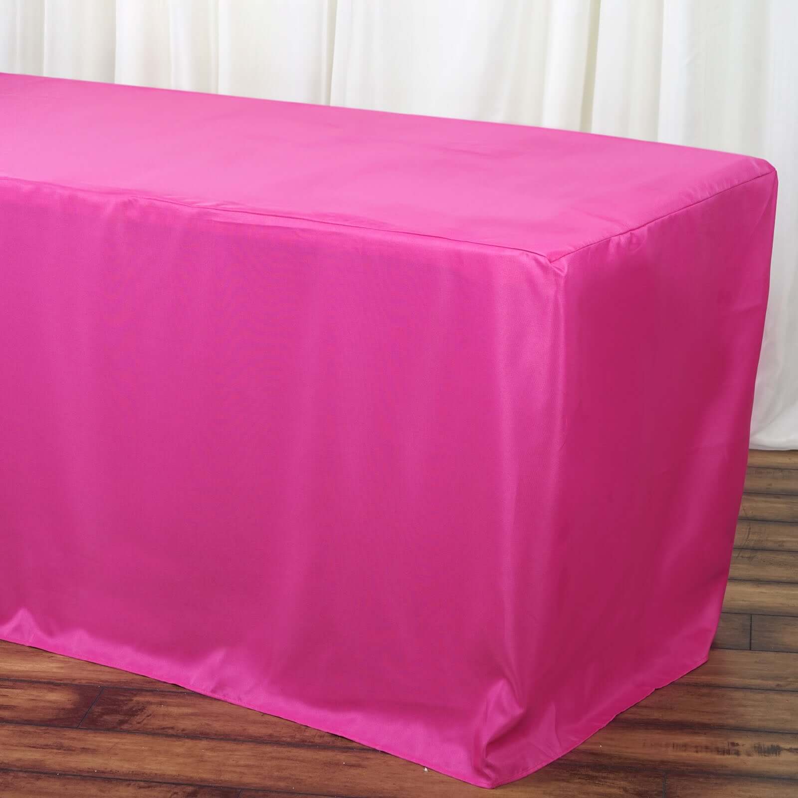 Fitted Polyester 72"x30" Rectangle Tablecloth Fuchsia - Durable Table Cover